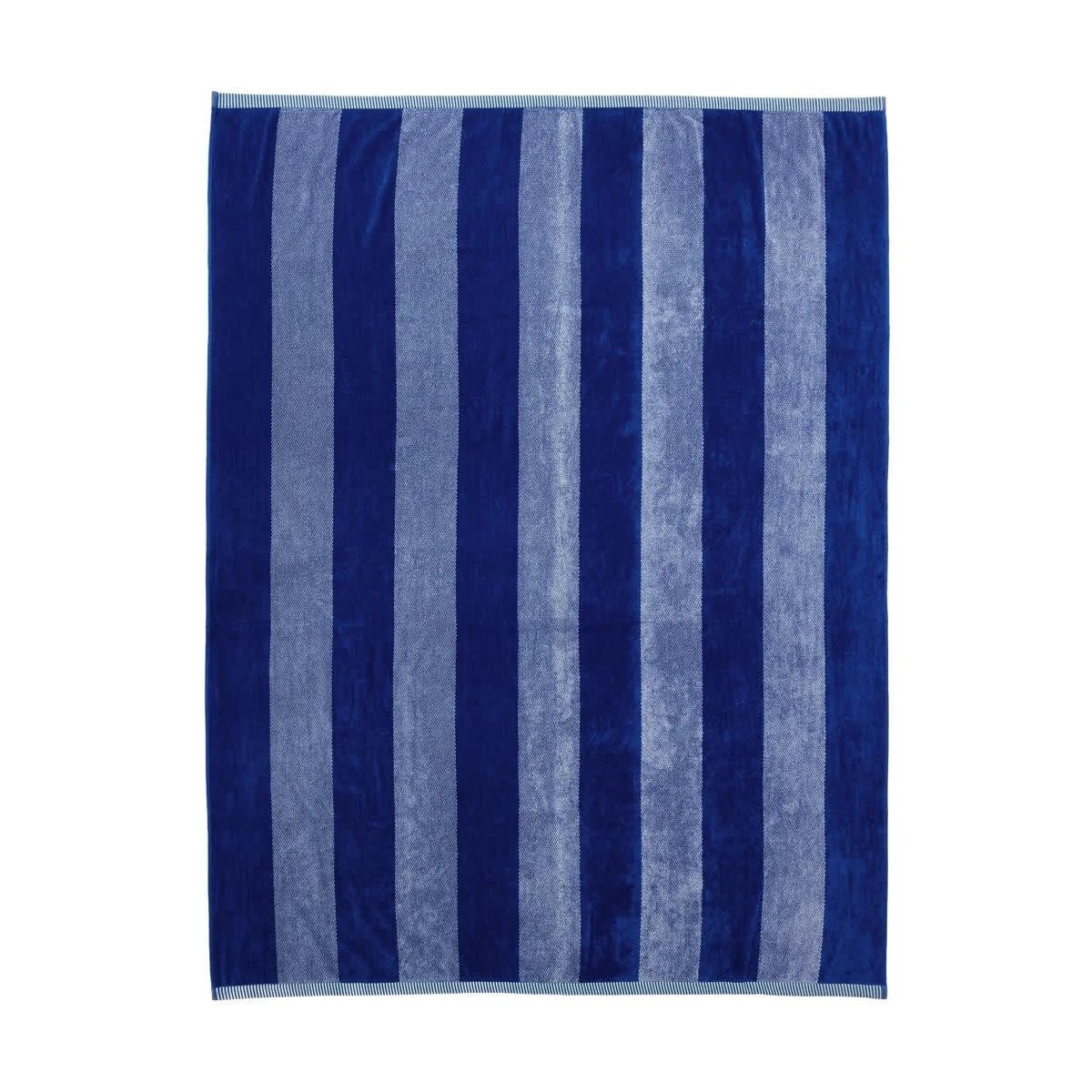 1 Striped Cotton Beach Blanket - Blue, 1 of 6