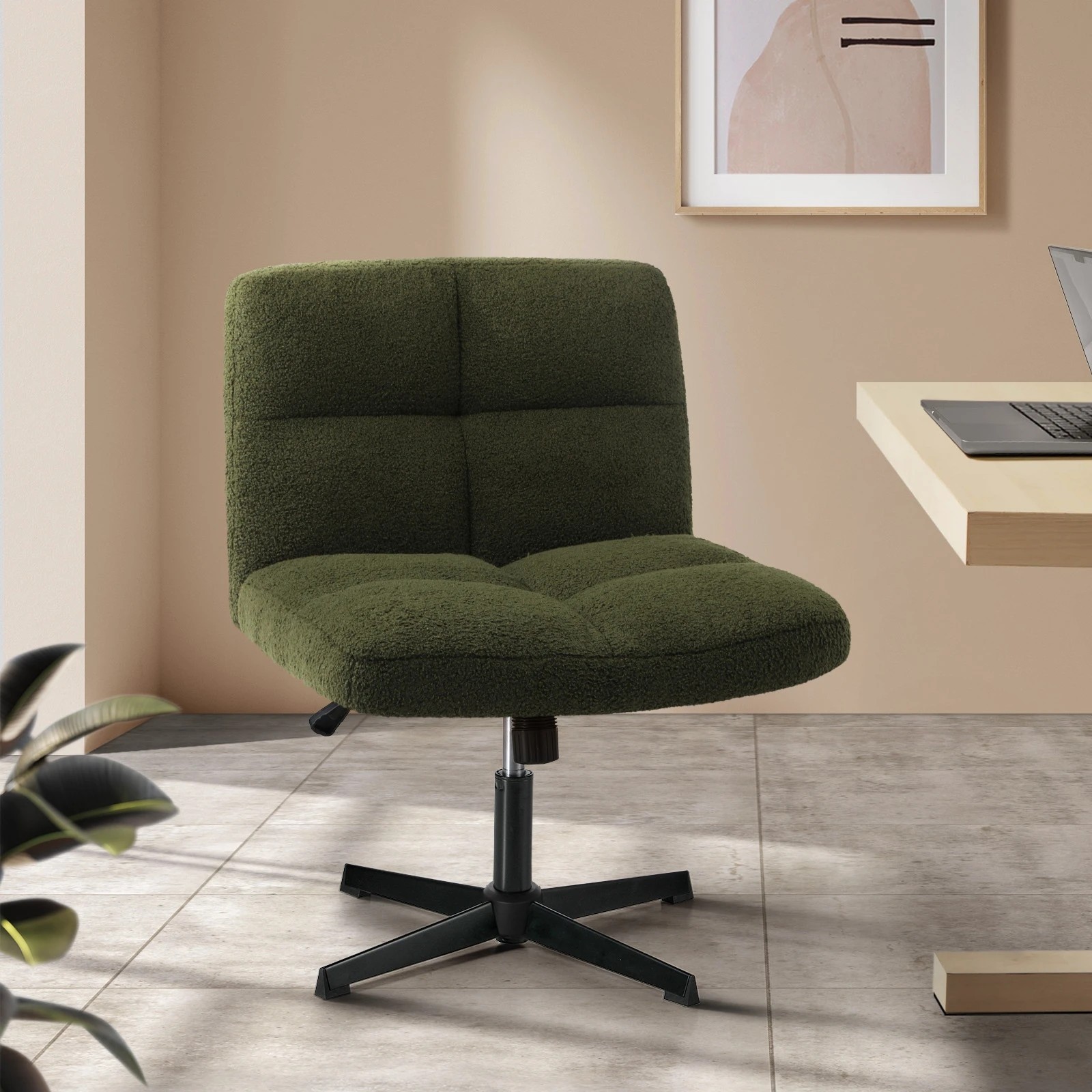 2 Oikiture Armless Office Desk Chair Boucle
 - Green, 2 of 10