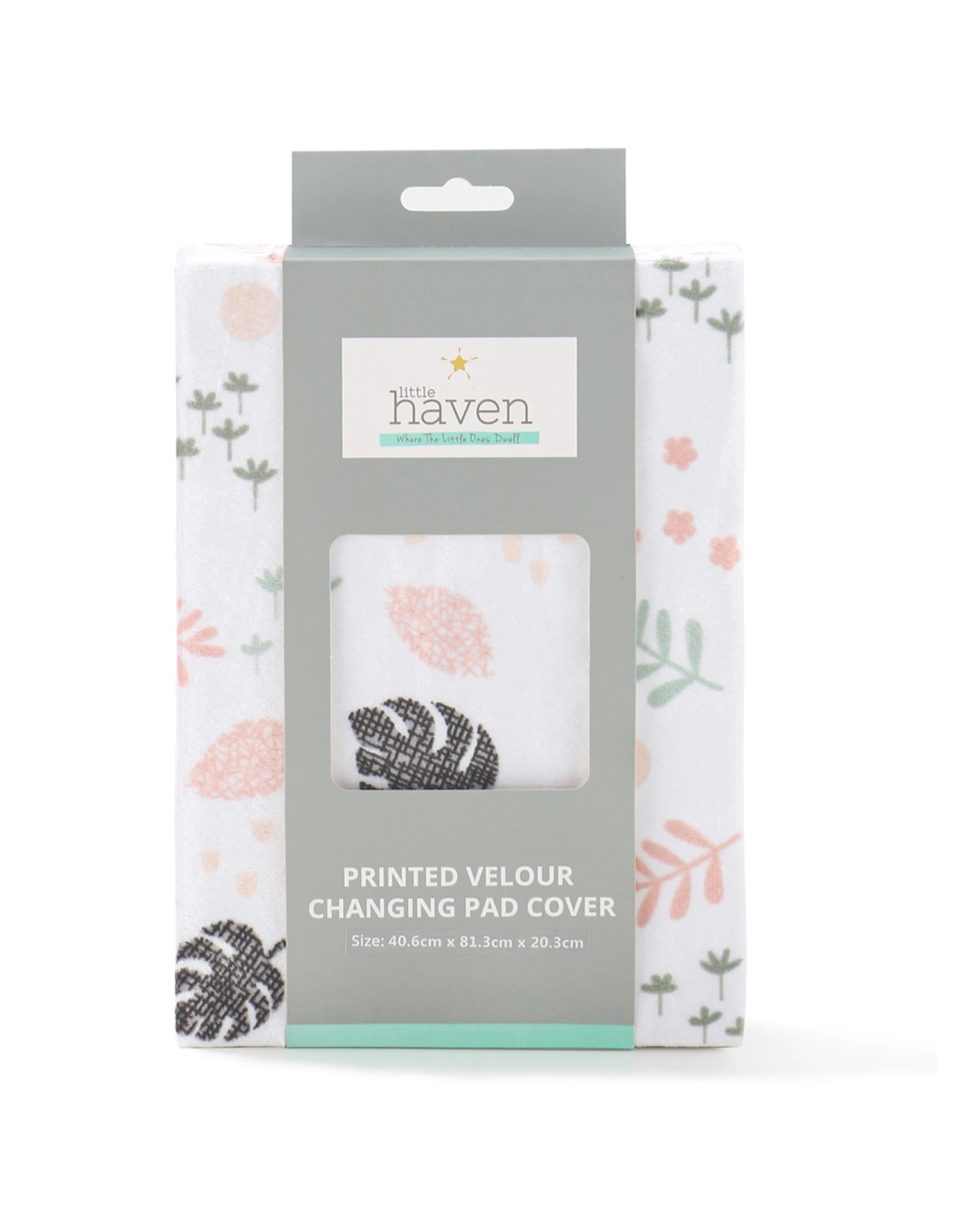 2 Little Haven Changing Pad Cover Velour Polyester Botanical Leaf Elastic Fit - Multi, 2 of 3