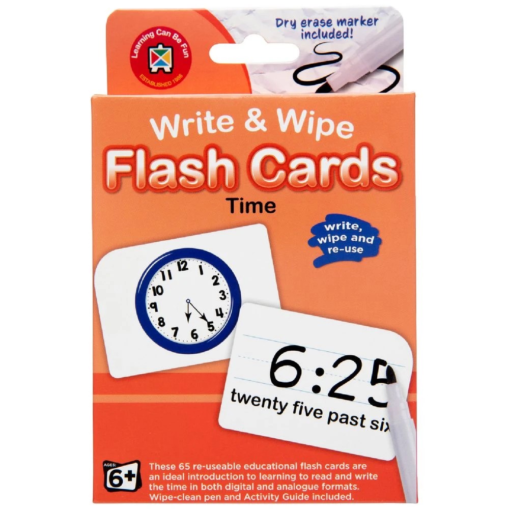 1 Learning Can Be Fun Write & Wipe Time Flashcards, 1 of 2