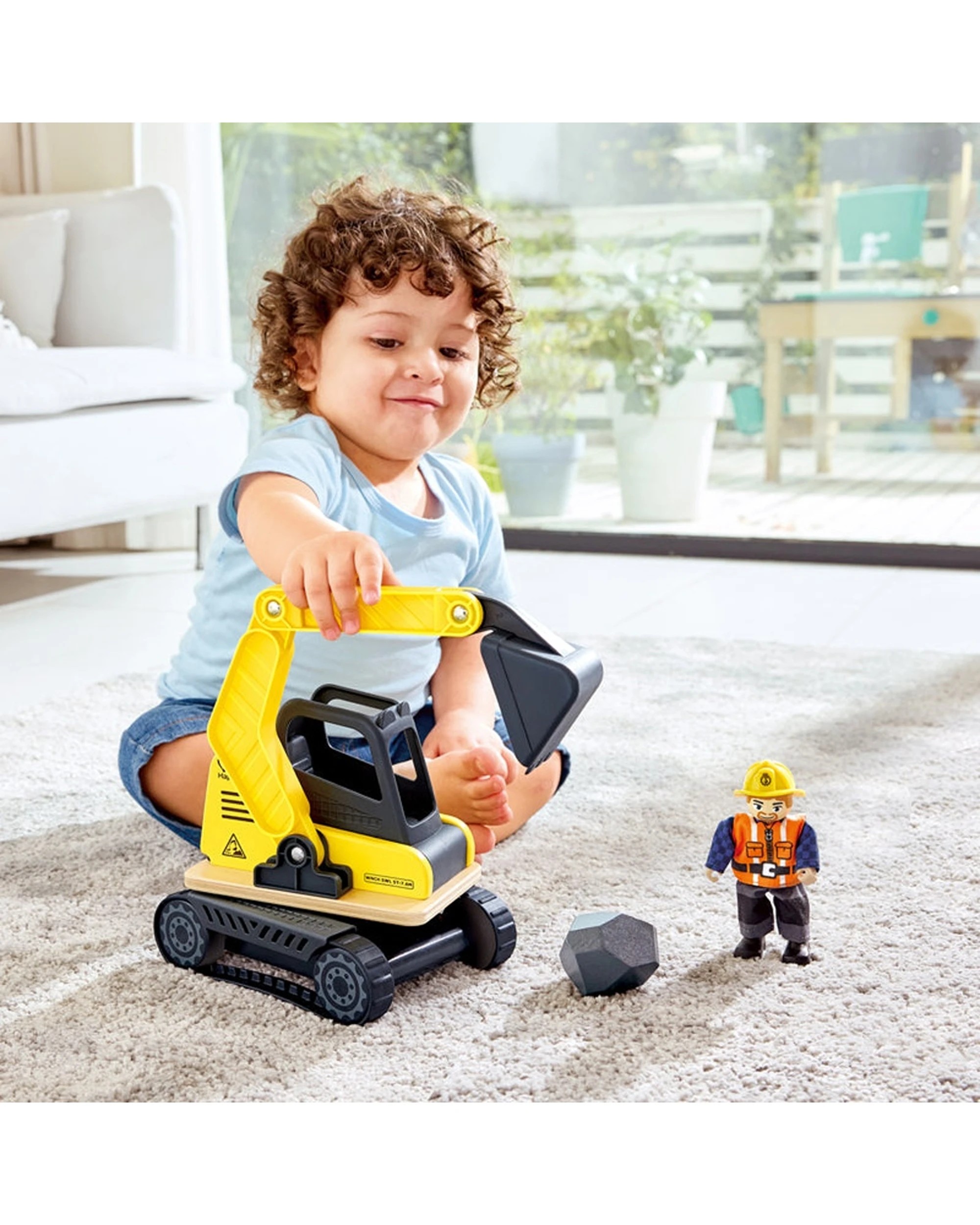 5 Hape Dig N Dump Excavator Rugged Construction Toy Kids 2y Durable Plastic Playset 26cm - Multi, 5 of 5