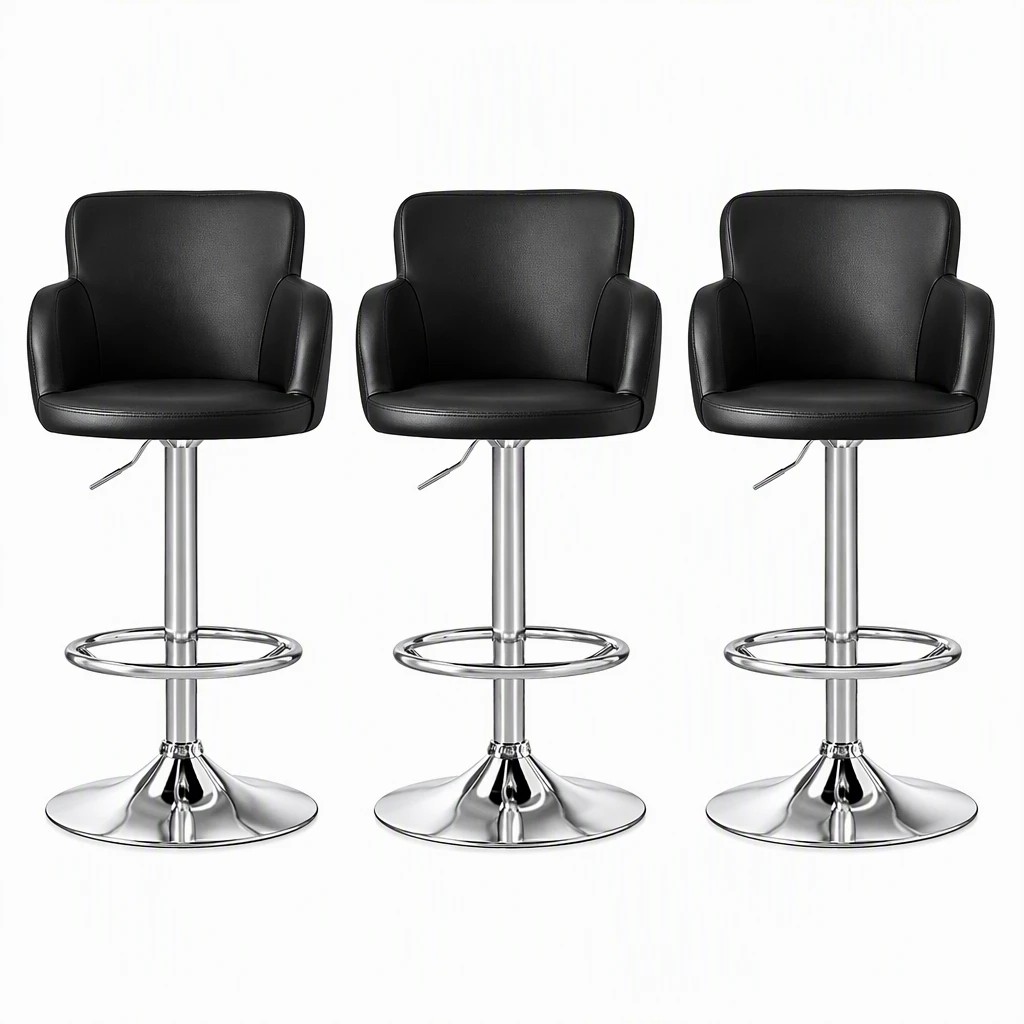 Artiss 3x Bar Stools Counter Chairs Swivel Gas Lift Tub PU Leather ...