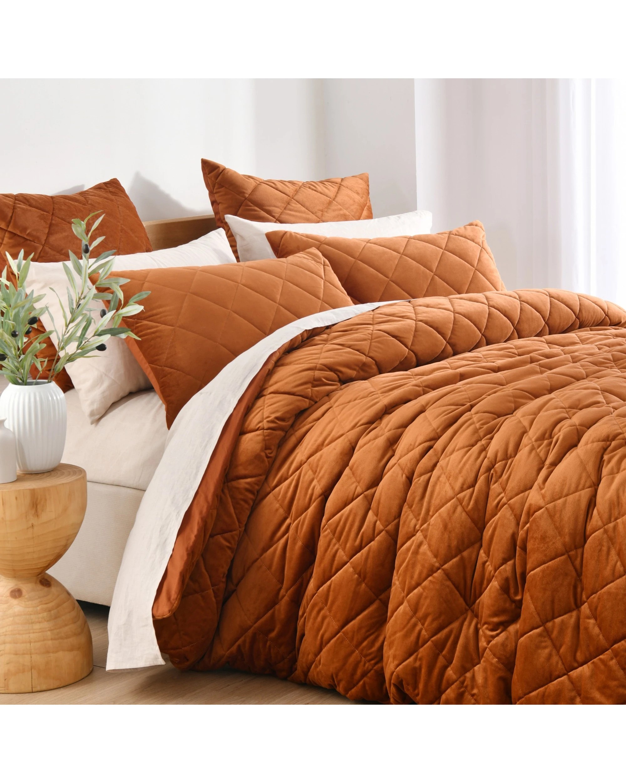 2 Dreamaker Haven Quilted Quilt Cover Set - Queen Bed - Rust, 2 of 9
