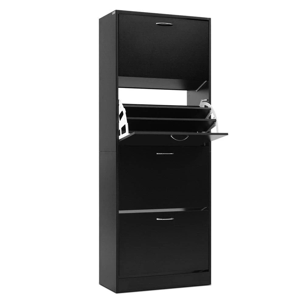 1 Artiss Shoe Rack Cabinet 60 Pairs 4 Doors - Black, 1 of 4