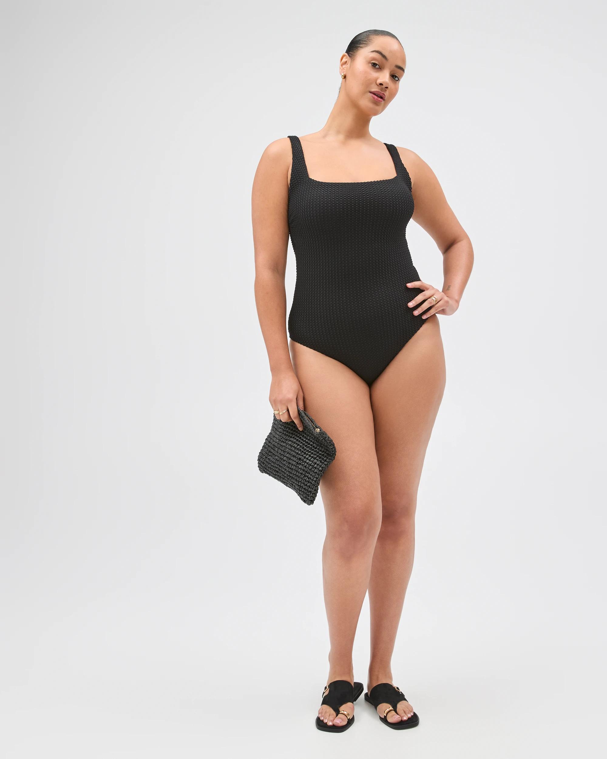 7 Target Woman Resort Sleeveless Square Neck Crochet Swim One Piece BLACK, 7 of 9