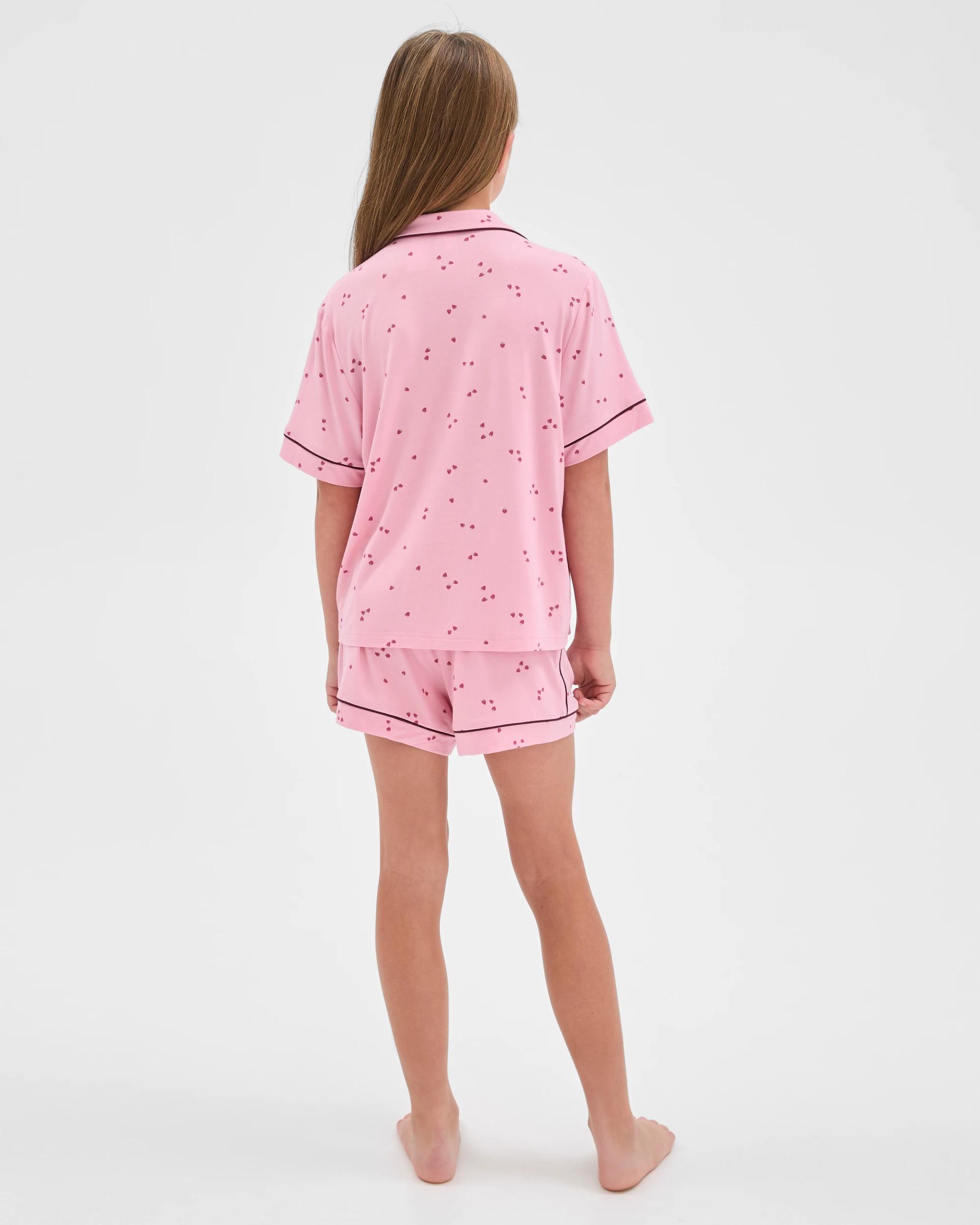 4 Target Kids Older Girls Bamboo Button Through Pyjama Set PINK STRAWBERRY, 4 of 7
