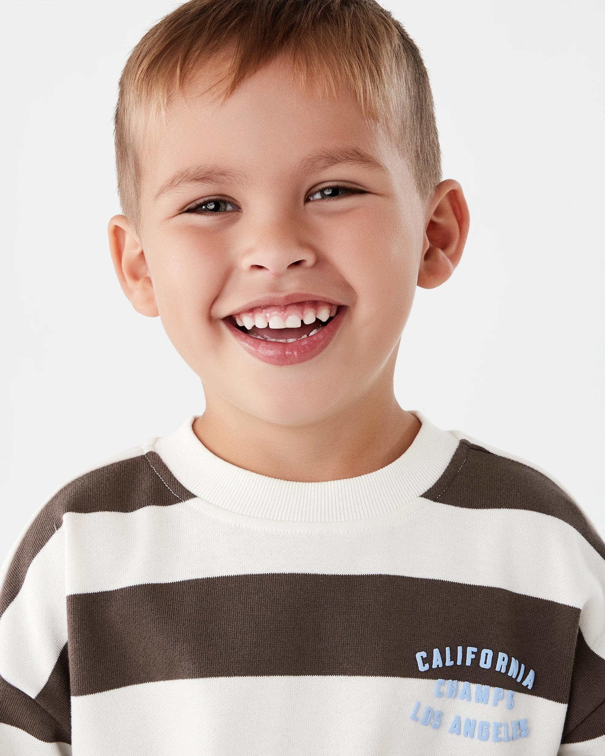 3 Oversized Stripe Crew Neck Sweatshirt Brn Sports, 3 of 7