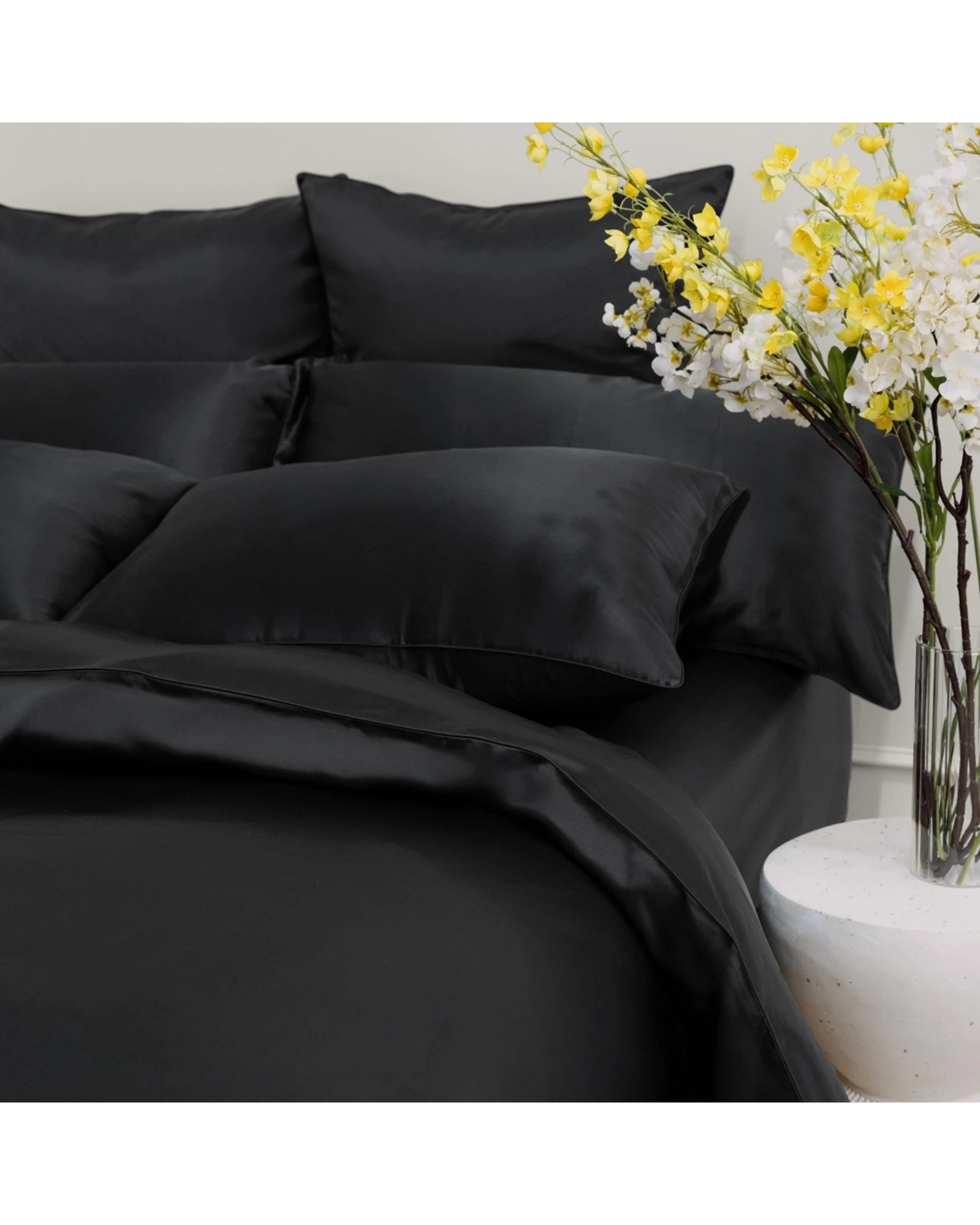 1 Bedding co Pillow Case 100% Mulberry Silk 22 Momme - Queen Bed - Black, 1 of 6