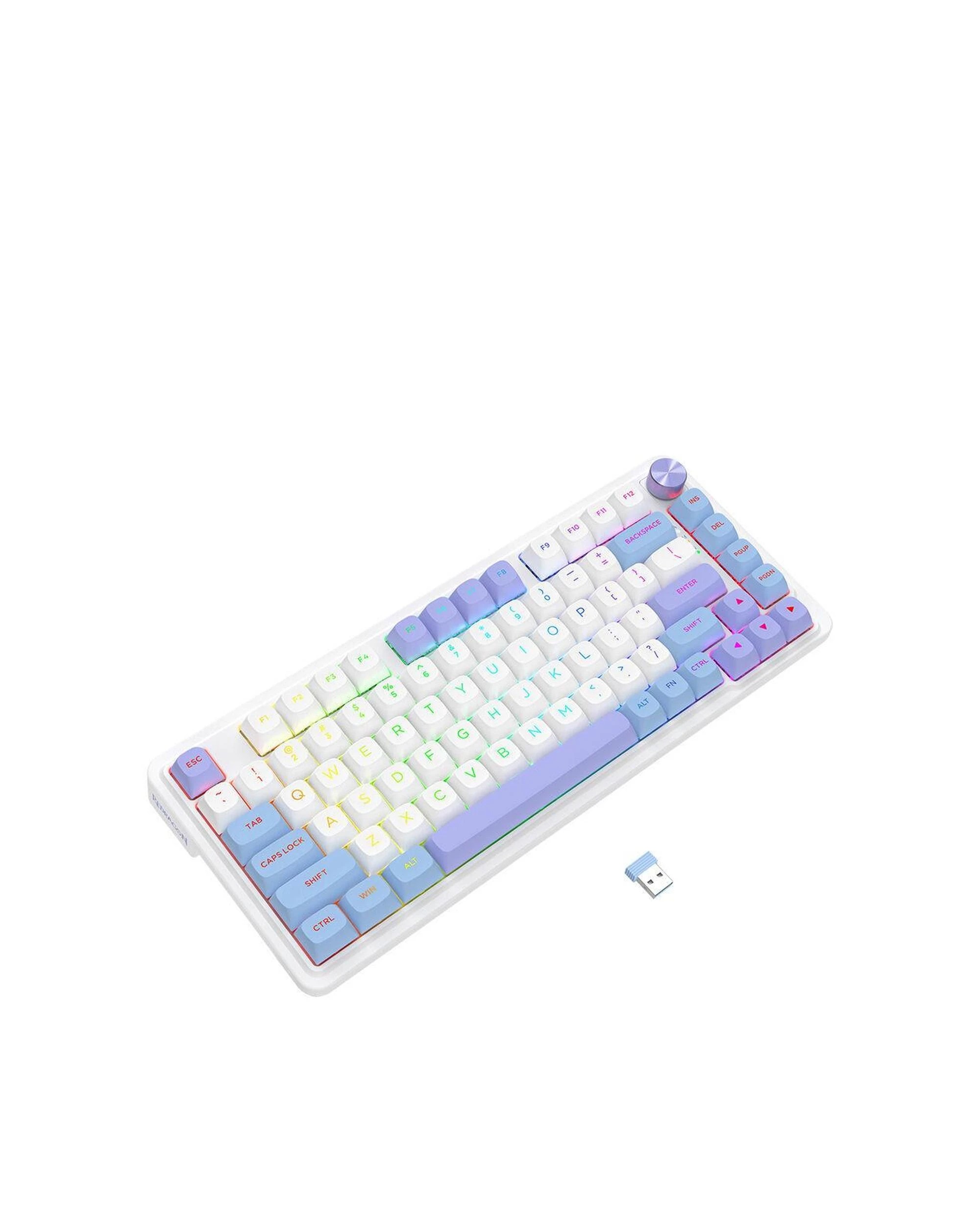 5 Redragon UCAL K673WBP Max WhitePurple 75% Gasket Wireless Mechanical Keyboard, 5 of 9