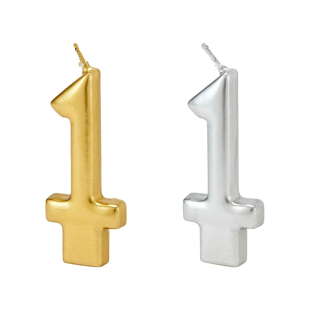 2 Metallic Candle Number 1 - Assorted, 2 of 6