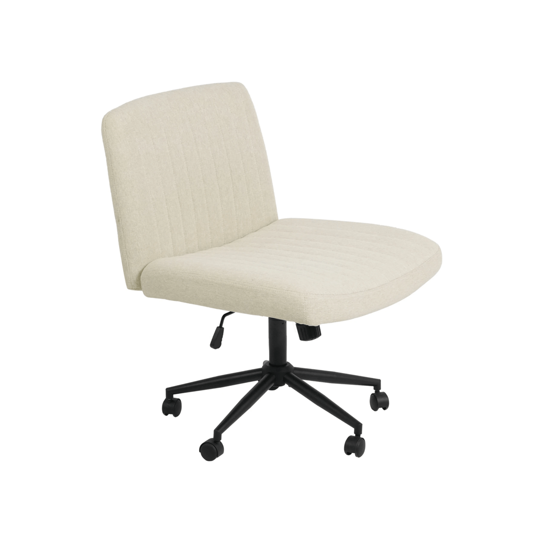 1 Advwin Armless Cross-Legged Office Chair Swivel Vanity Chair Beige, 1 of 9