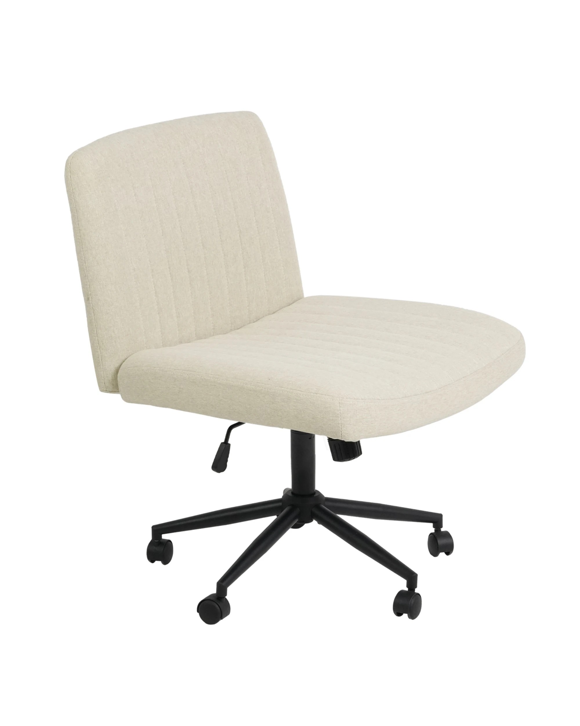 1 Advwin Armless Cross-Legged Office Chair Swivel Vanity Chair Beige, 1 of 9