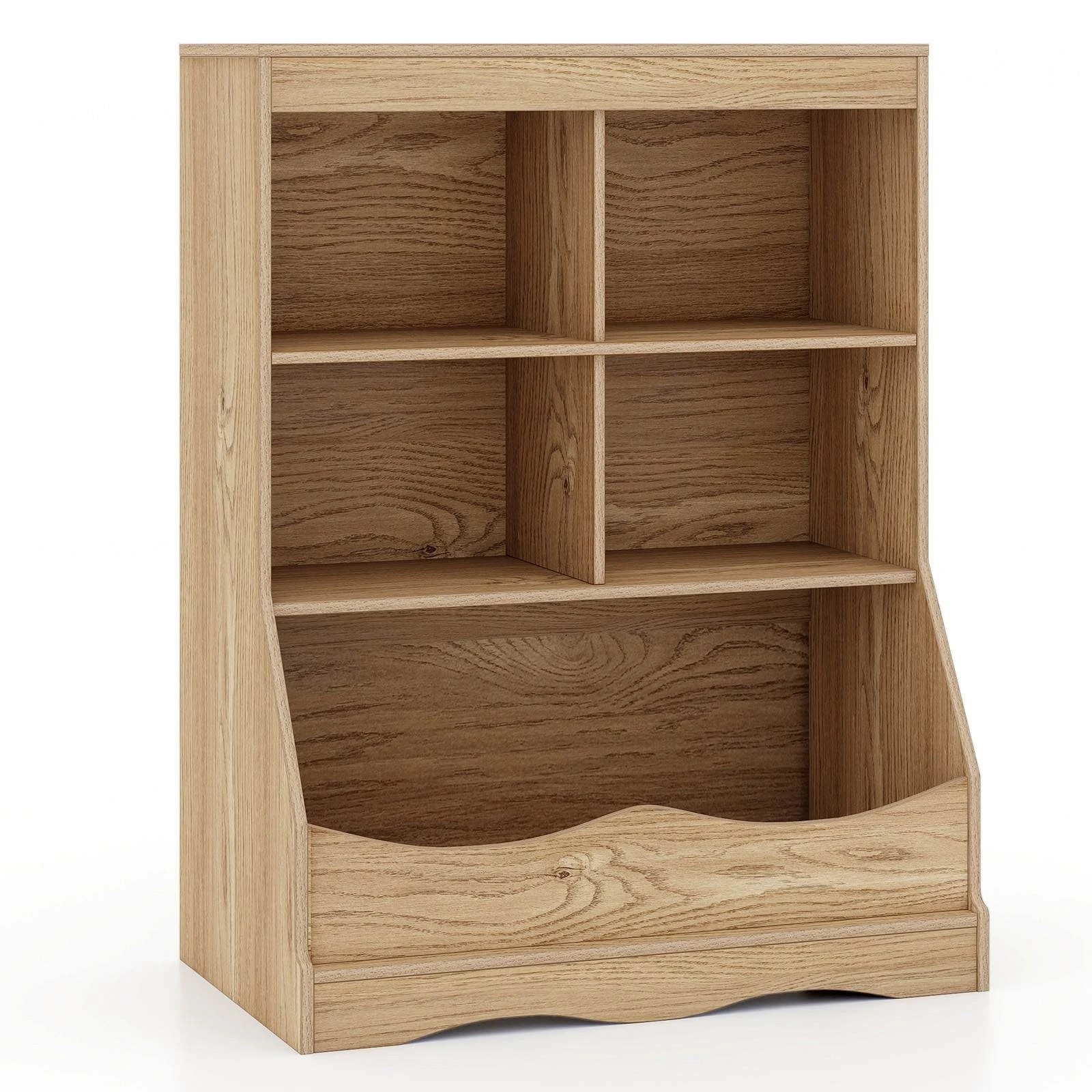 1 Costway 88cm Wooden Design Toy Storage Organizer Bookcase - Natural, 1 of 2
