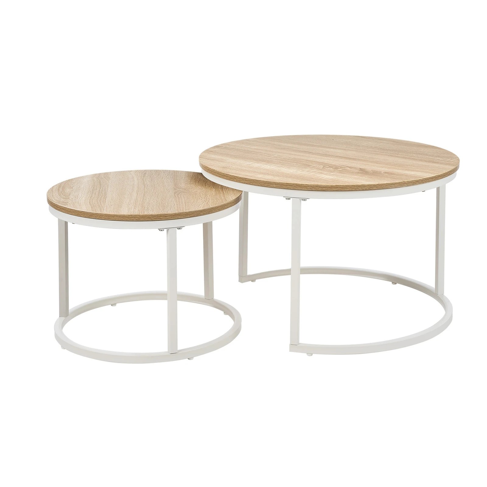 1 Oikiture Set Of 2 Coffee Table Round Nesting Side End Table
 - Natural, 1 of 10