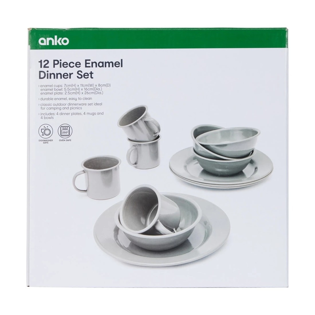 6 12 Piece Enamel Dinner Set, 6 of 6