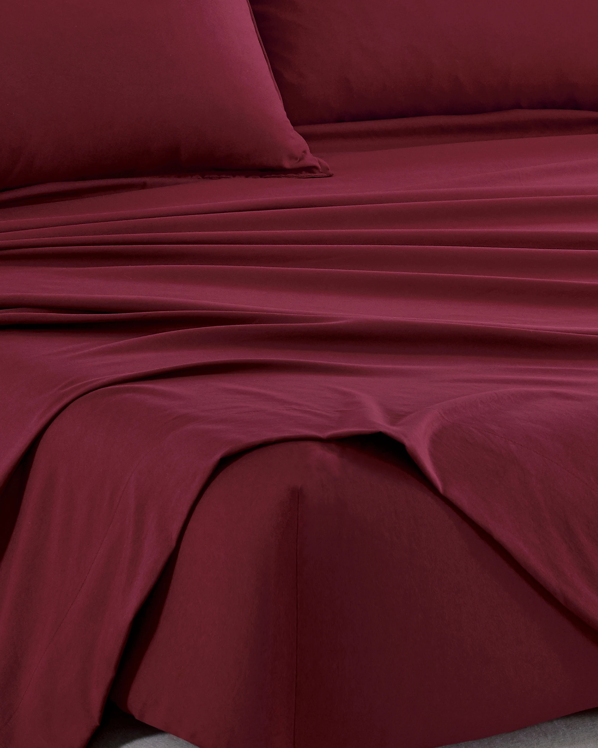 4 CleverPolly 100% Vintage Washed Microfibre Sheet Set - Single Bed - Burgundy, 4 of 5