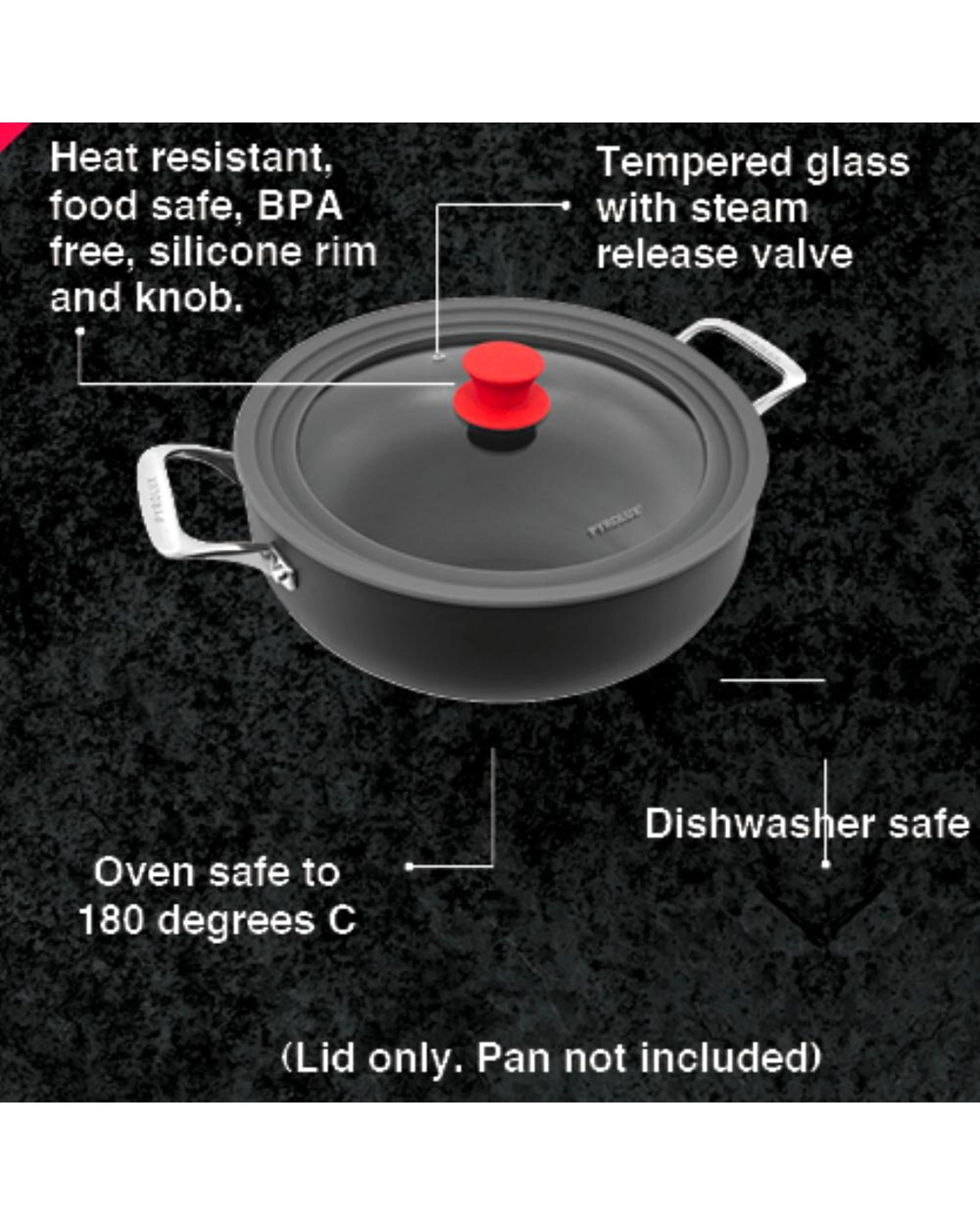 2 Pyrolux 3 Piece Universal Glass and Silicone Lid Pots & Pans 3 Sizes, 2 of 2