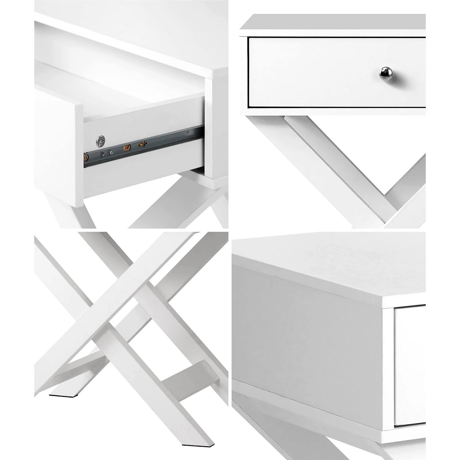 4 Oikiture Bedside Table Drawer Nightstand Side Table Storage Cabinet
 - White, 4 of 10