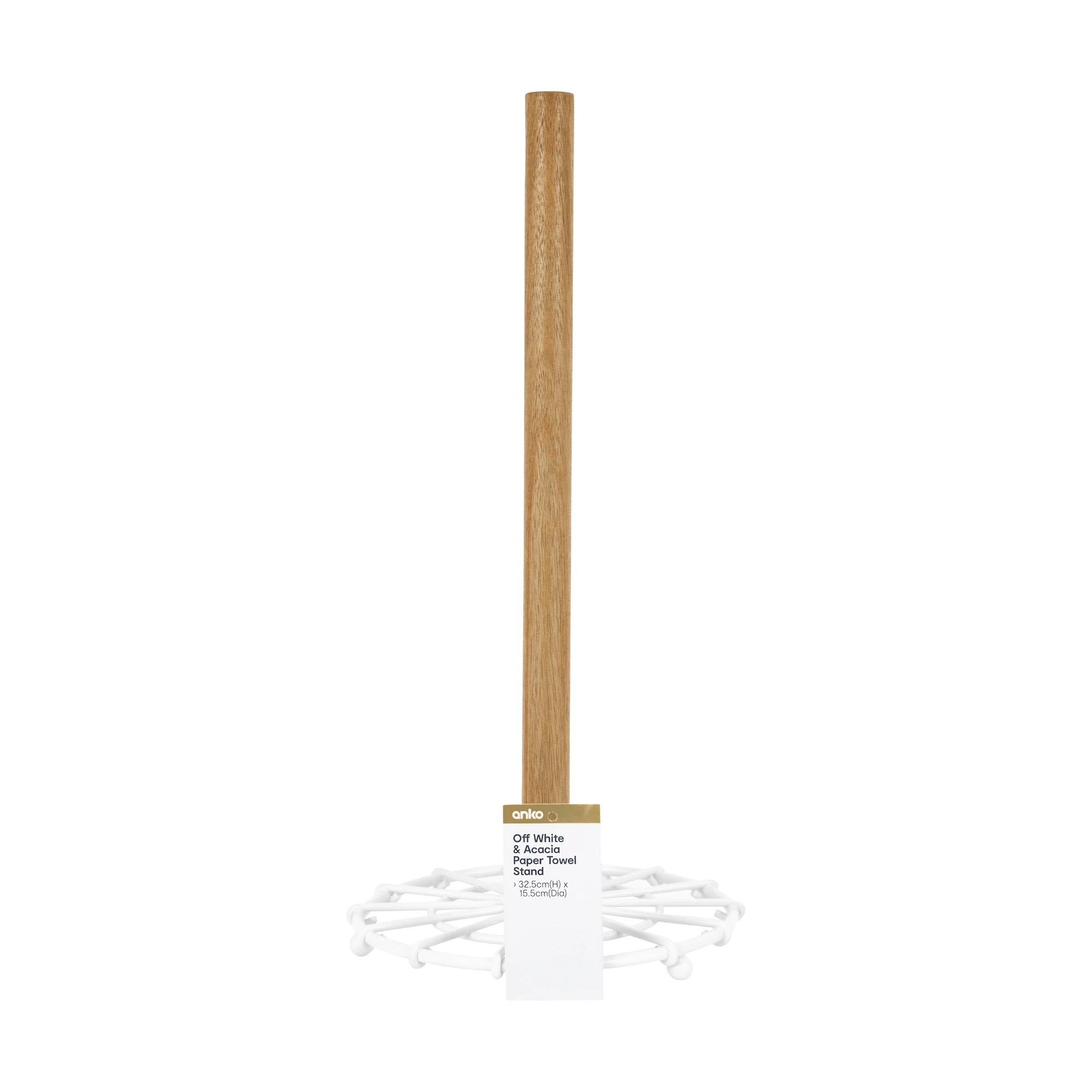 5 Off White and Acacia Paper Towel Stand, 5 of 5