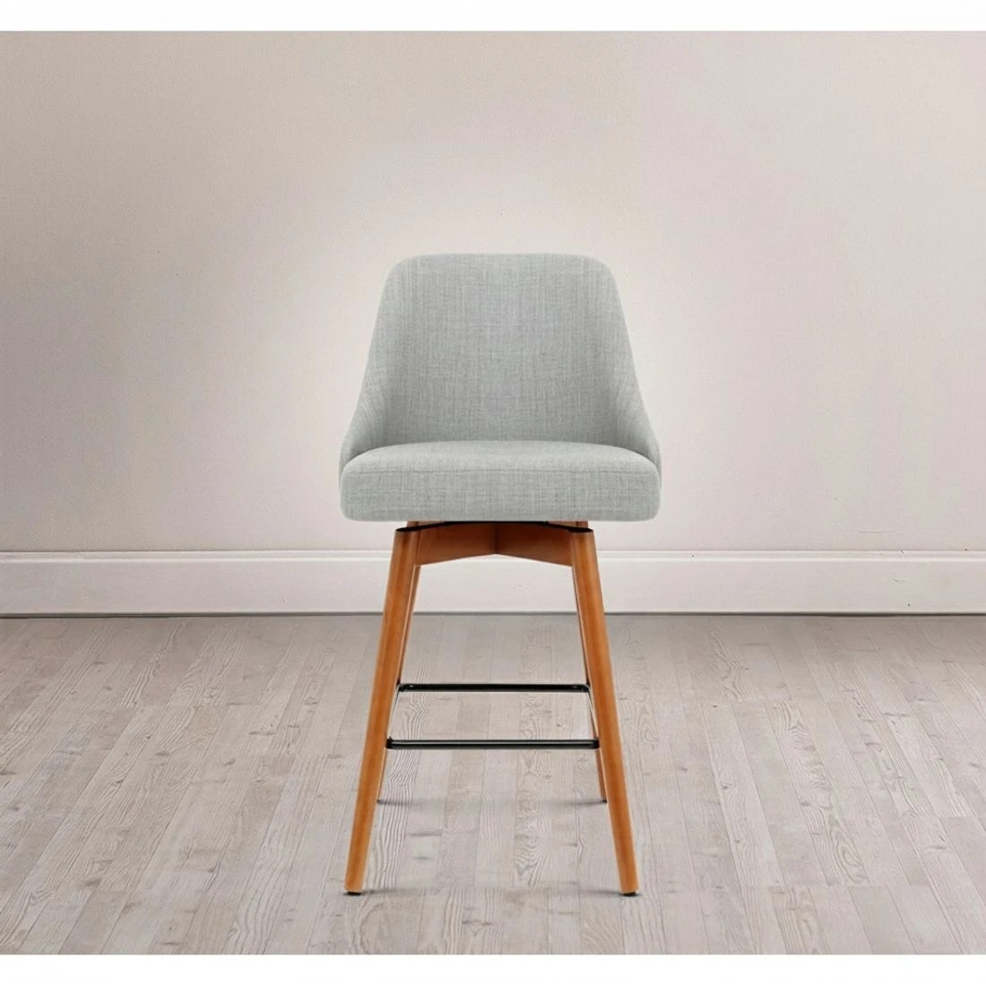 5 Artiss 2x Bar Stools Swivel Seat Wooden - Grey, 5 of 6