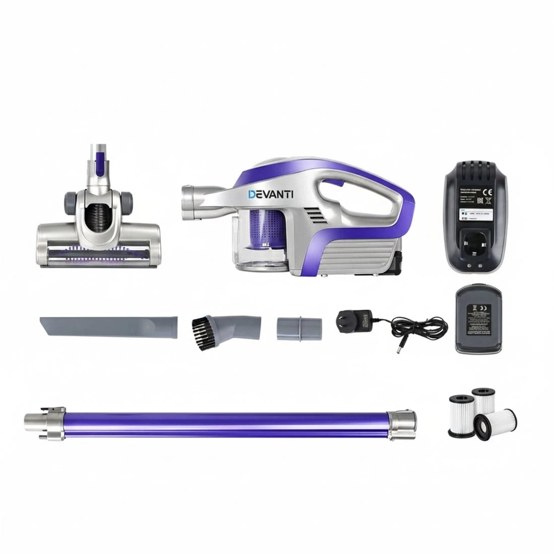 5 Devanti Stick Vacuum Cleaner Cordless HEPA Filter Purple 150W - Purple, 5 of 5