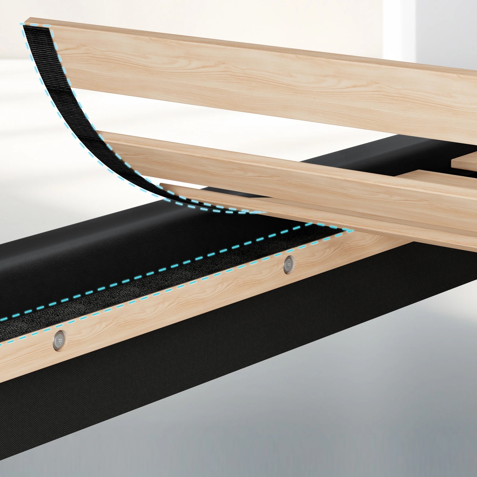 7 Alfordson Bed Frame Double Size Wooden Base Platform Leather Madelyn - Black, 7 of 10