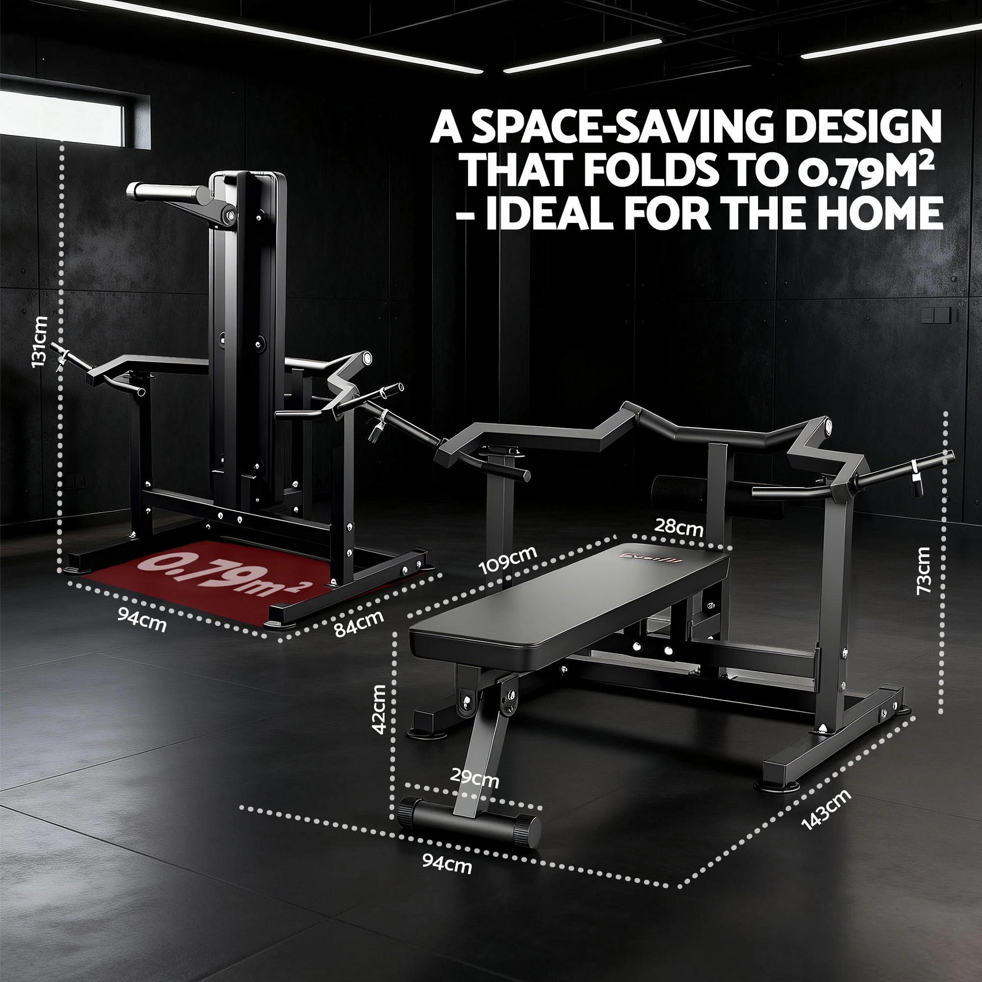 1 Everfit Chest Press Machine Home Gym Equipment Folding Workout Bench with Independent Arms - Black, 1 of 5