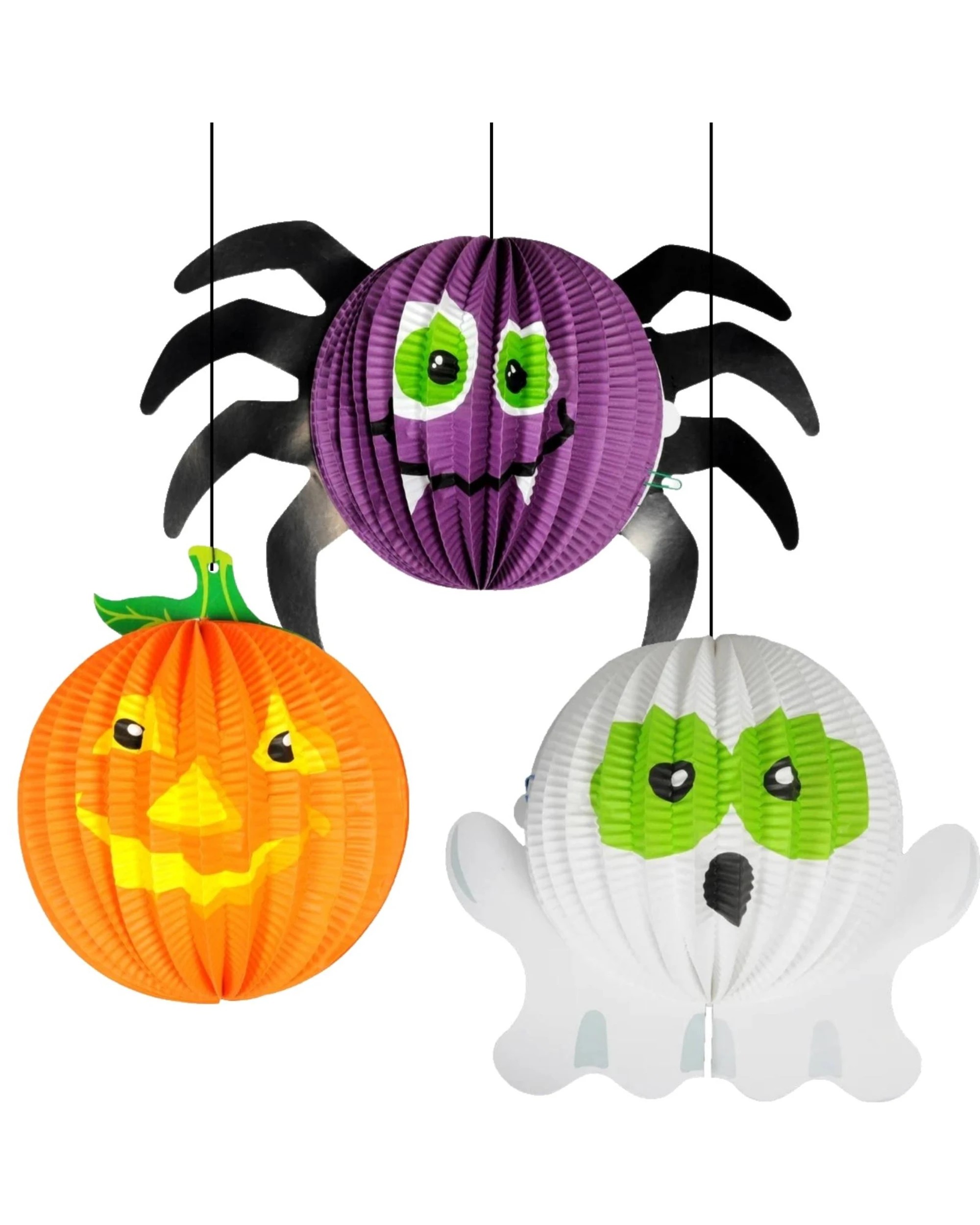 1 Amscan Inc. Halloween Pumpkin, Spider & Ghost Paper Lanterns Pack of 3 - Multi, 1 of 1