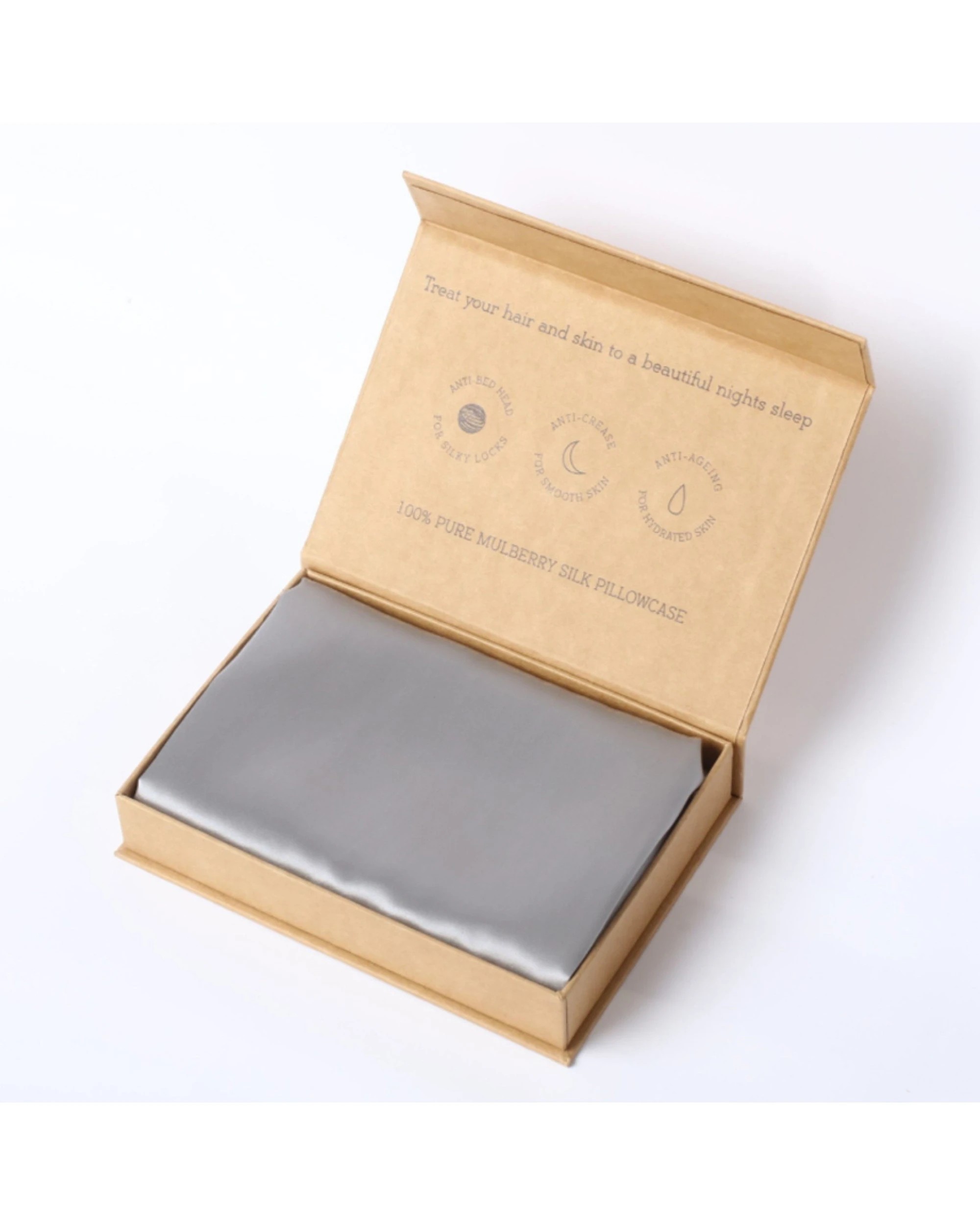 5 Natural Home Luxe Mulberry Silk Pillowcase 25 Momme King Pillowcase 48x90cm Twin Pack - Grey, 5 of 5