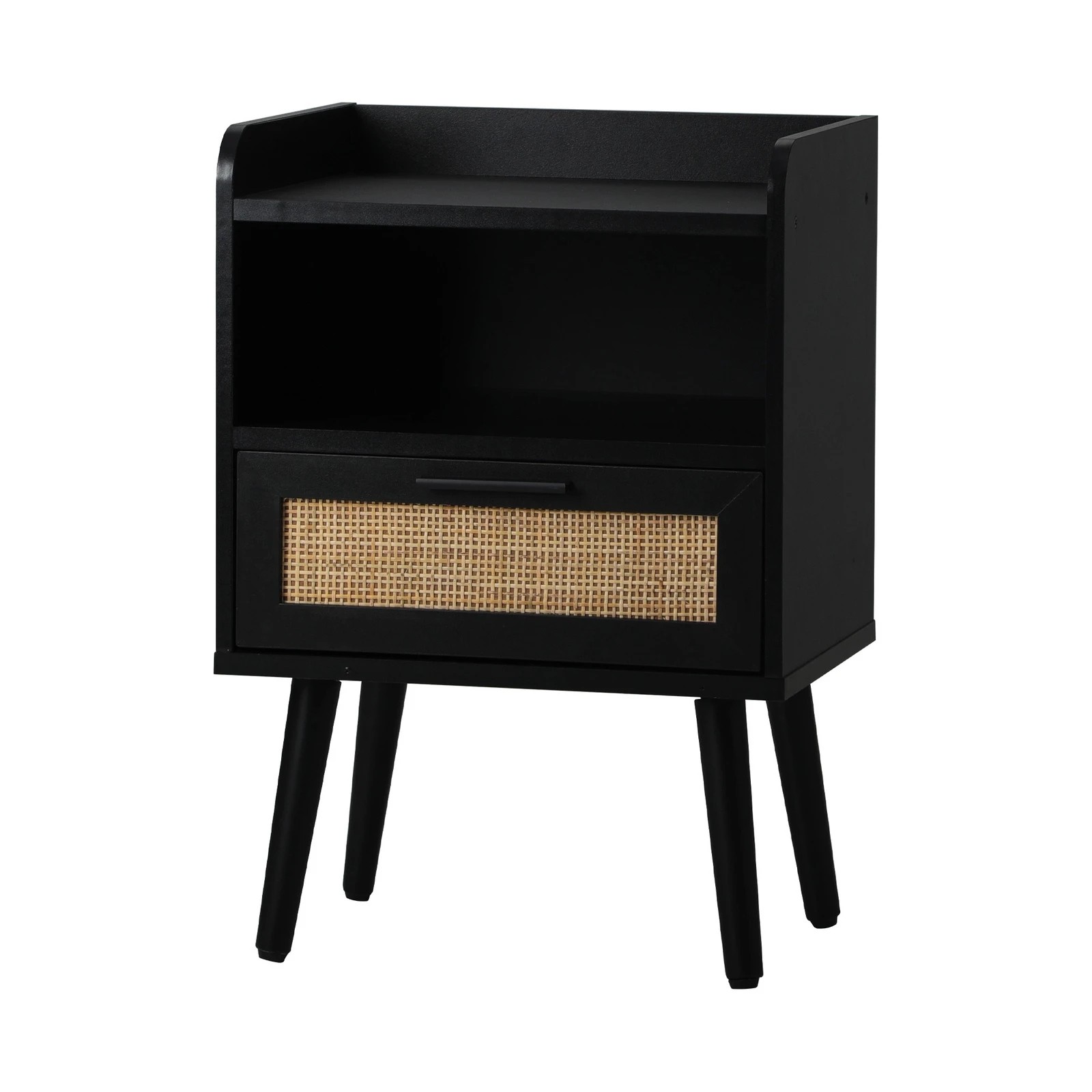 8 Oikiture Bedside Table Drawer Side End Table Nightstand Rattan
 - Black, 8 of 10