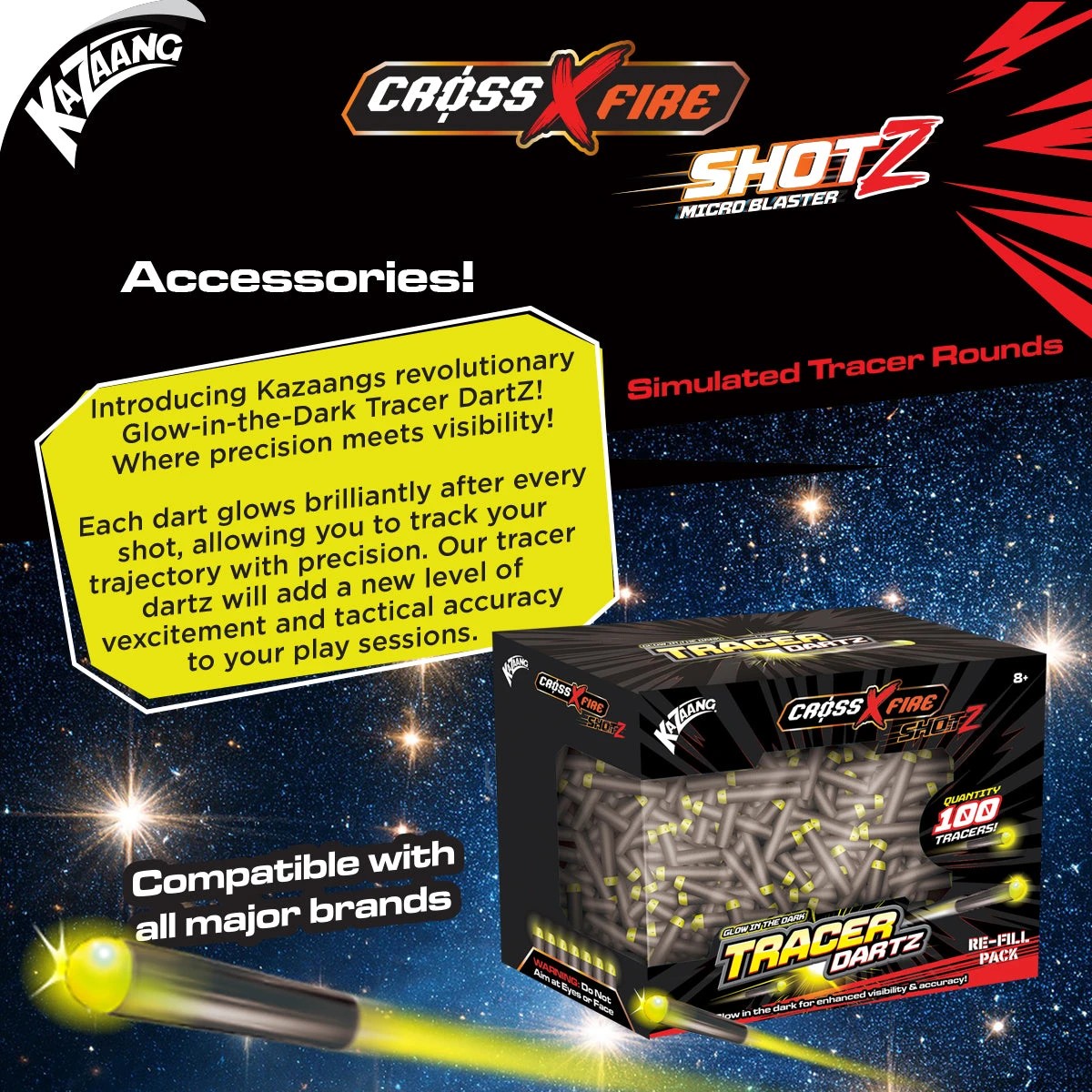5 Kazaang ShotZ Tracer DartZ 100 Piece Re-fill Pack, 5 of 6