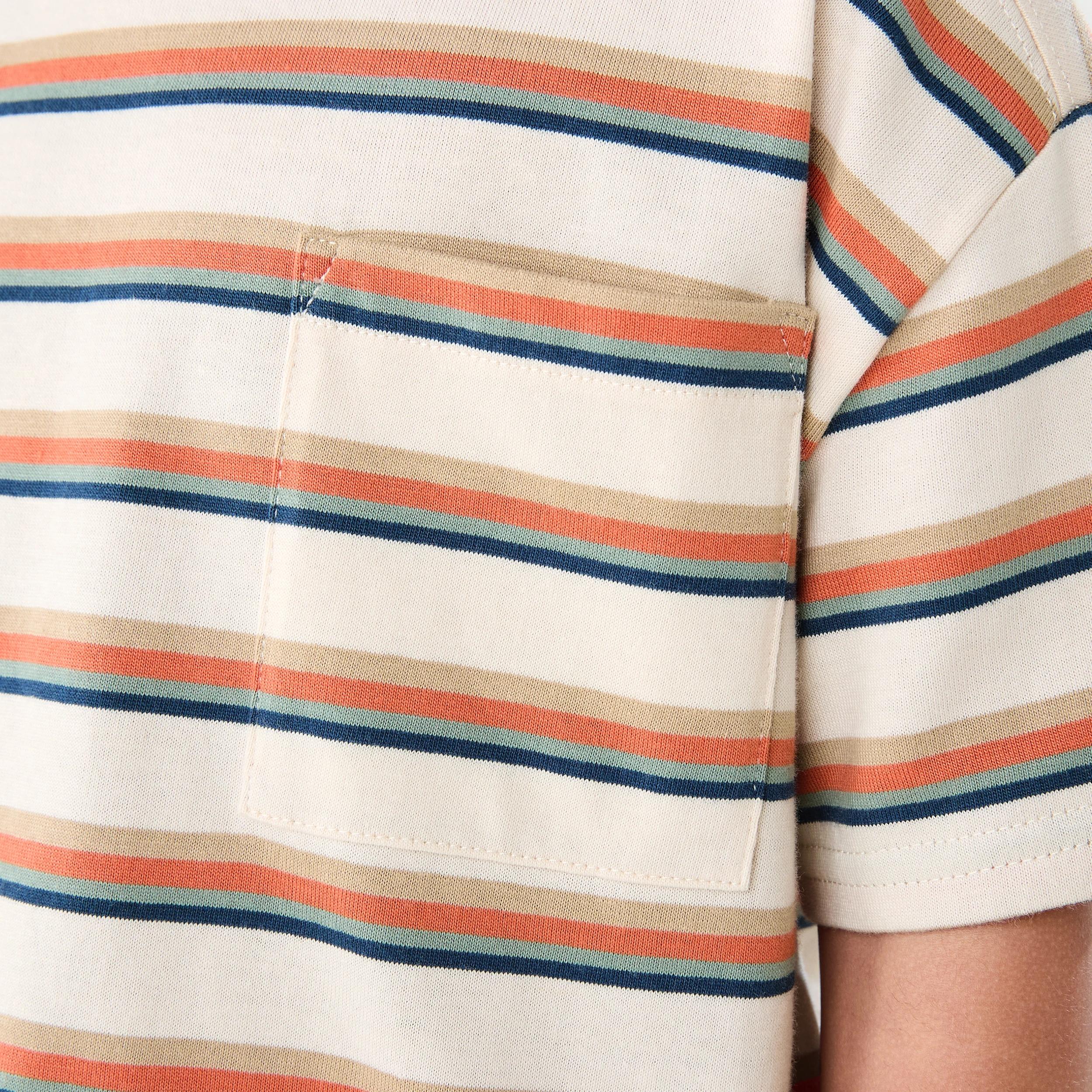5 Short Sleeve Oversized Stripe T-shirt 4 COLOUR STRIPE BEIGE, 5 of 7