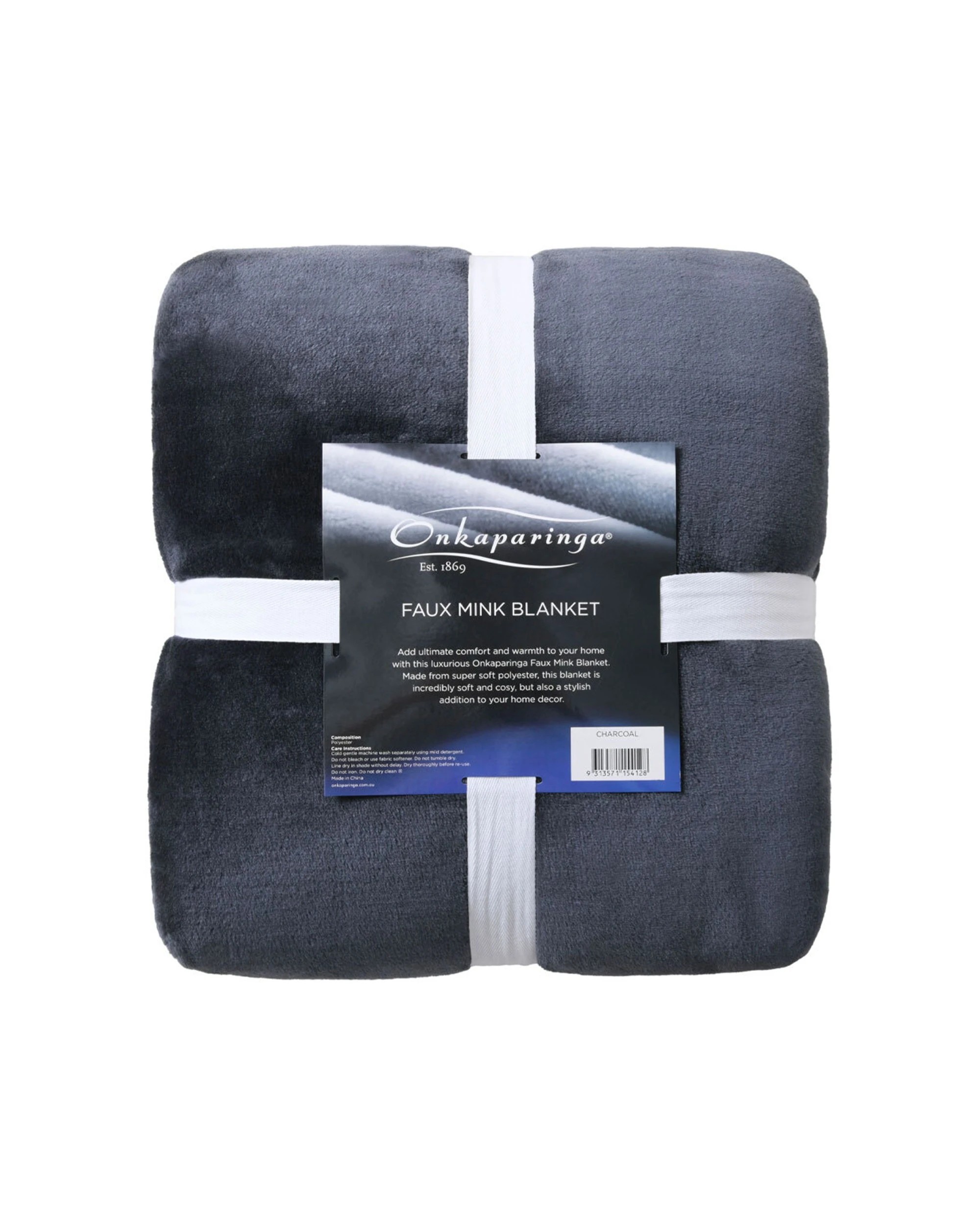 2 Onkaparinga Bed Faux Mink Polyester Blanket Durable Soft Machine Wash - Charcoal, 2 of 2
