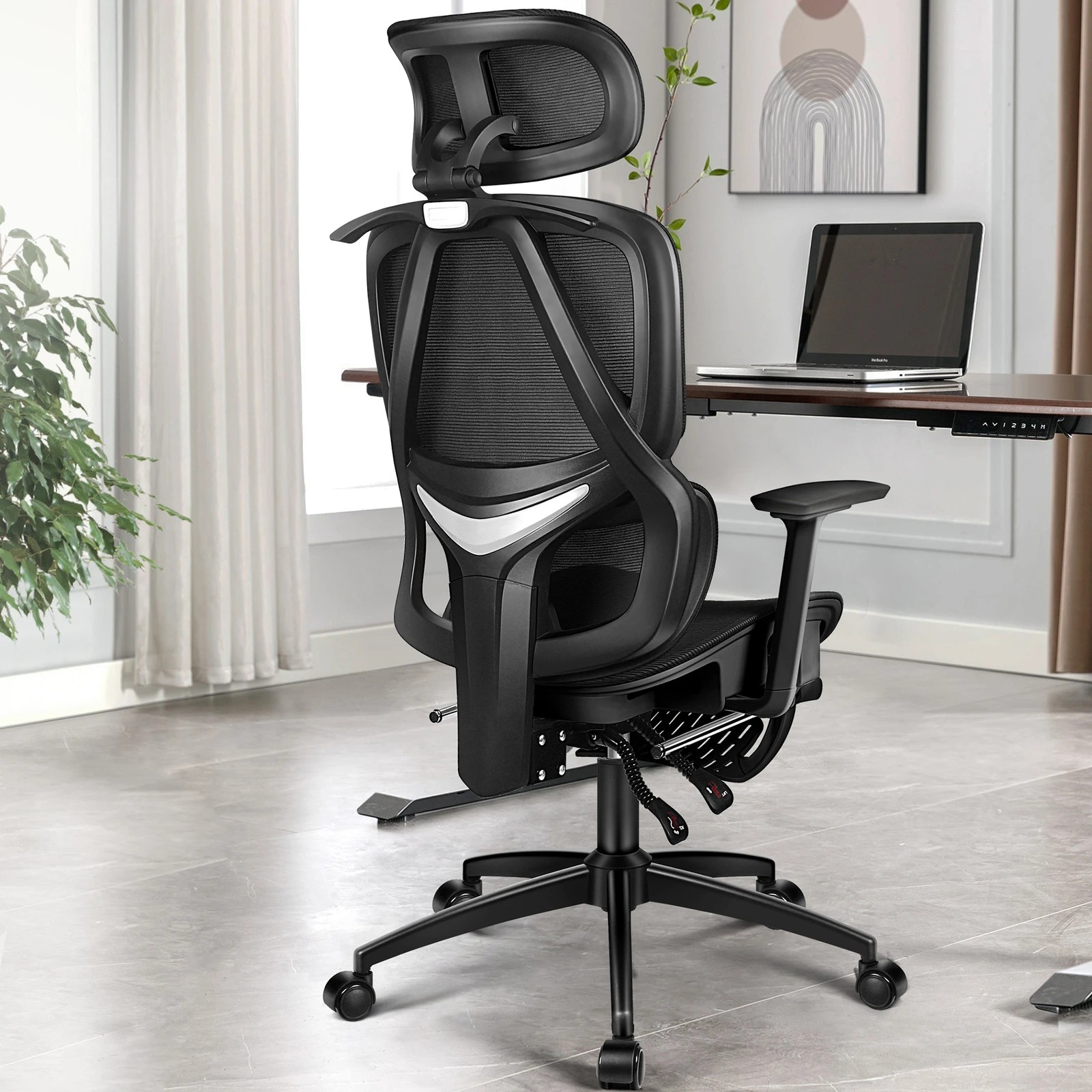 2 Alfordson Ergonomic Office Chair Mesh Seat Desk Computer Gaming - All Black, 2 of 9