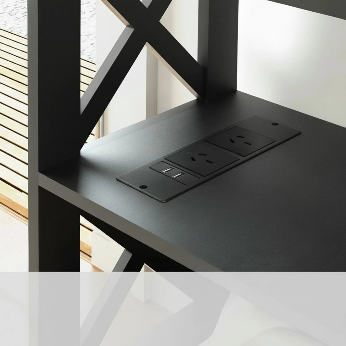 6 Artiss Console Table 3-tier USB Outlets - Black, 6 of 8