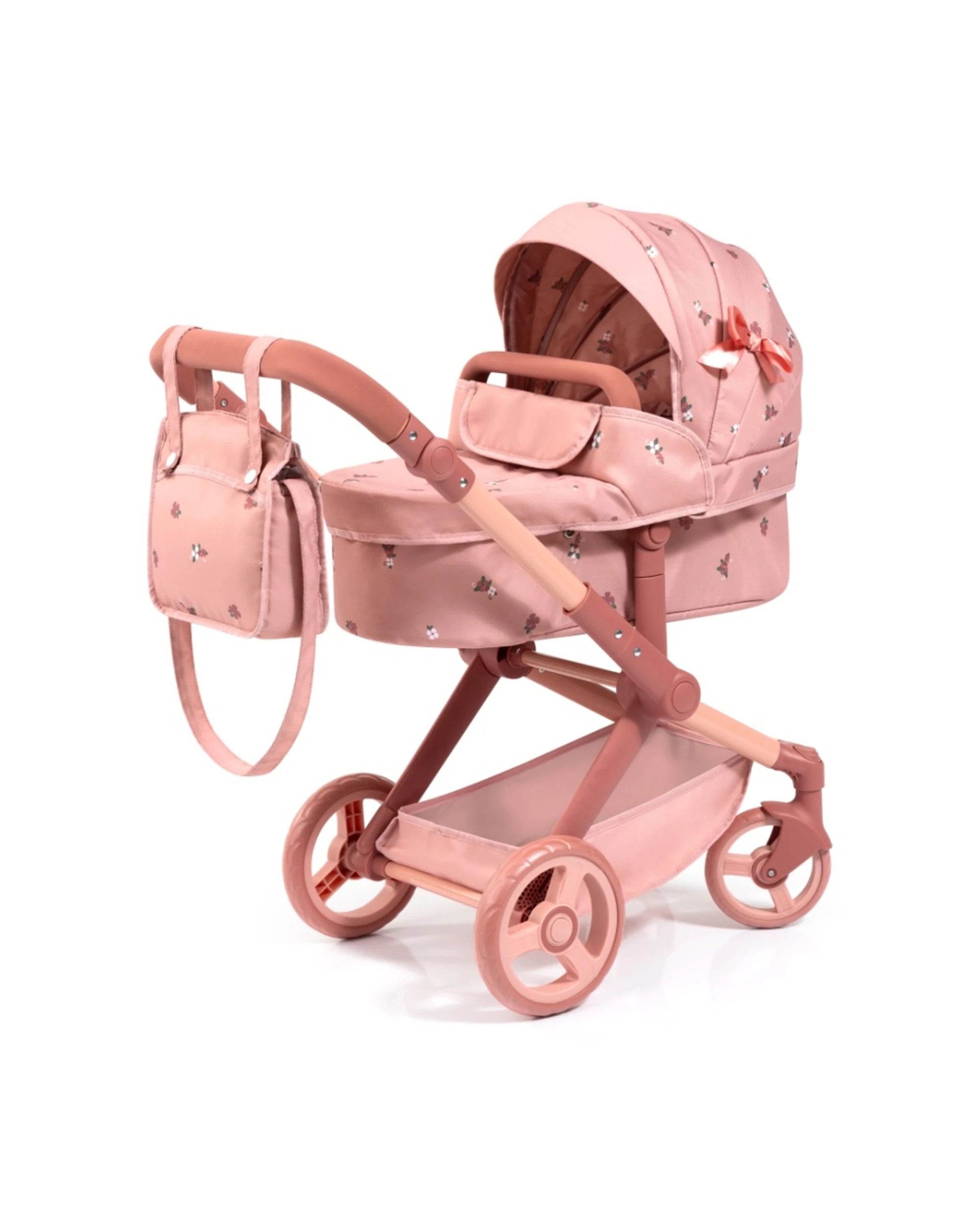 1 Bayer Xeo Doll Pram Flower Convertible Jogger Adjustable Handle For Dolls 52cm Rose - Pink, 1 of 7