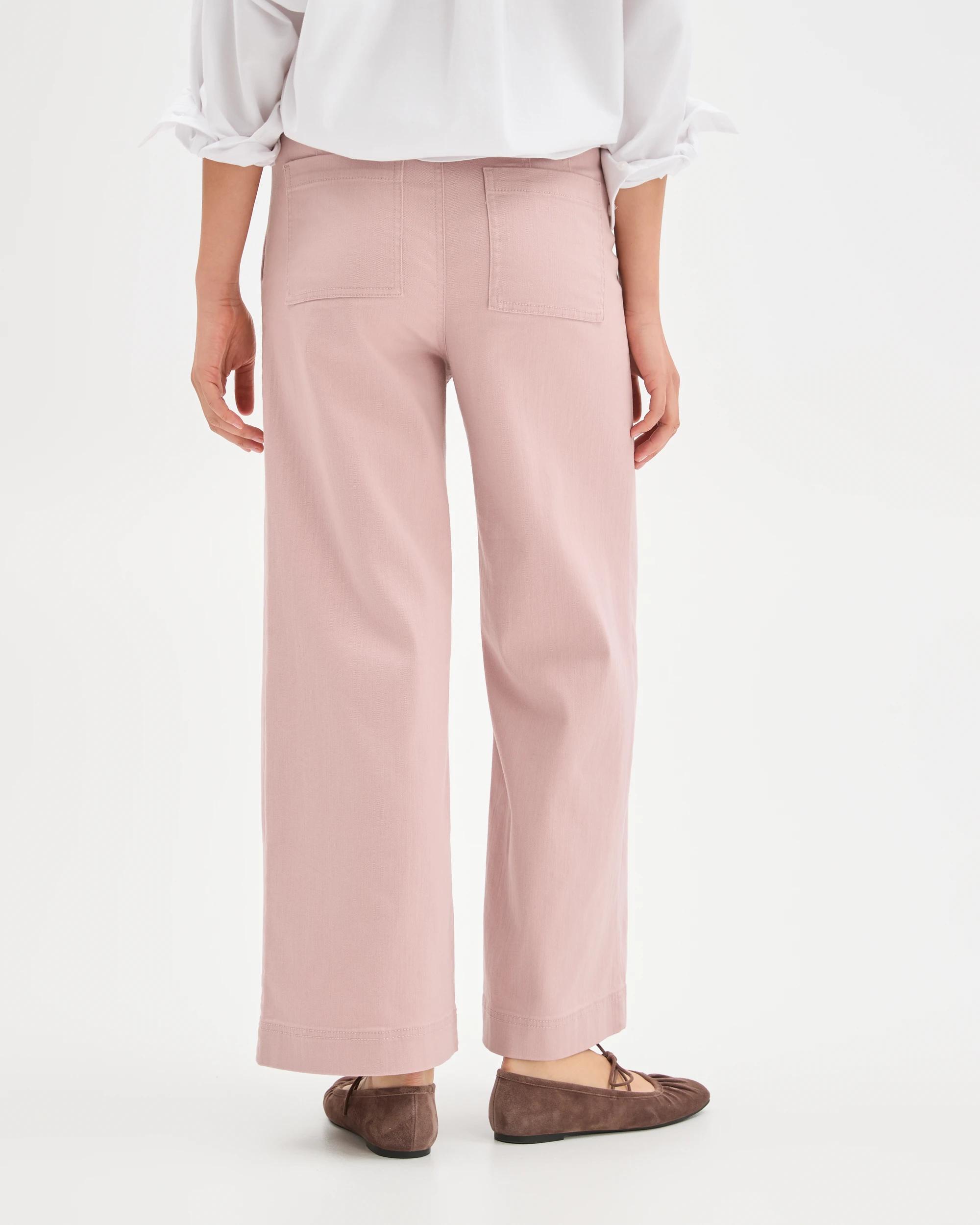 5 Target Woman Australian Cotton Blend Stretch Twill Wide Leg Pants MAUVE PINK, 5 of 6