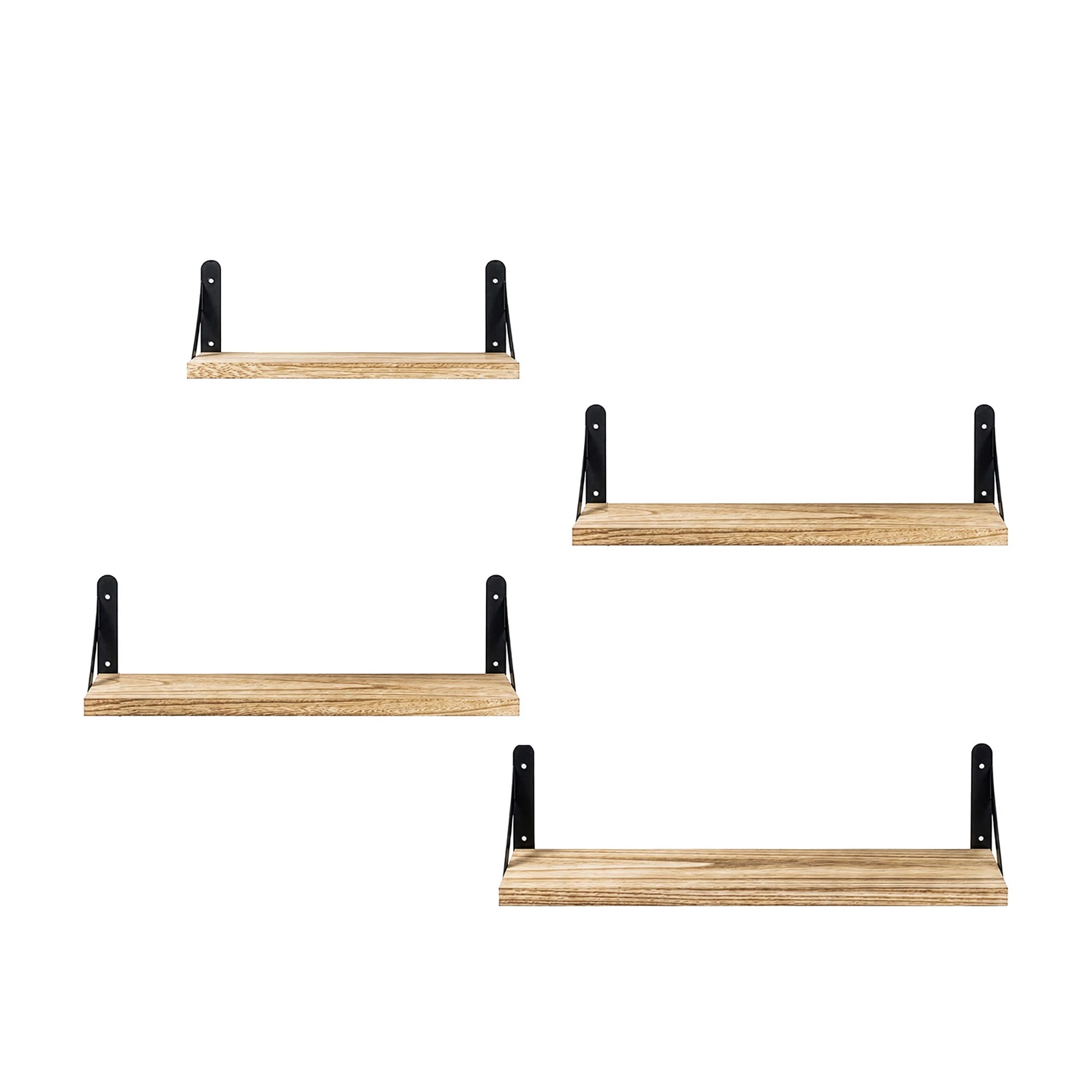 2 Levede 4 Wooden Rustic Wall Mounted Shelf - Brown, 2 of 5