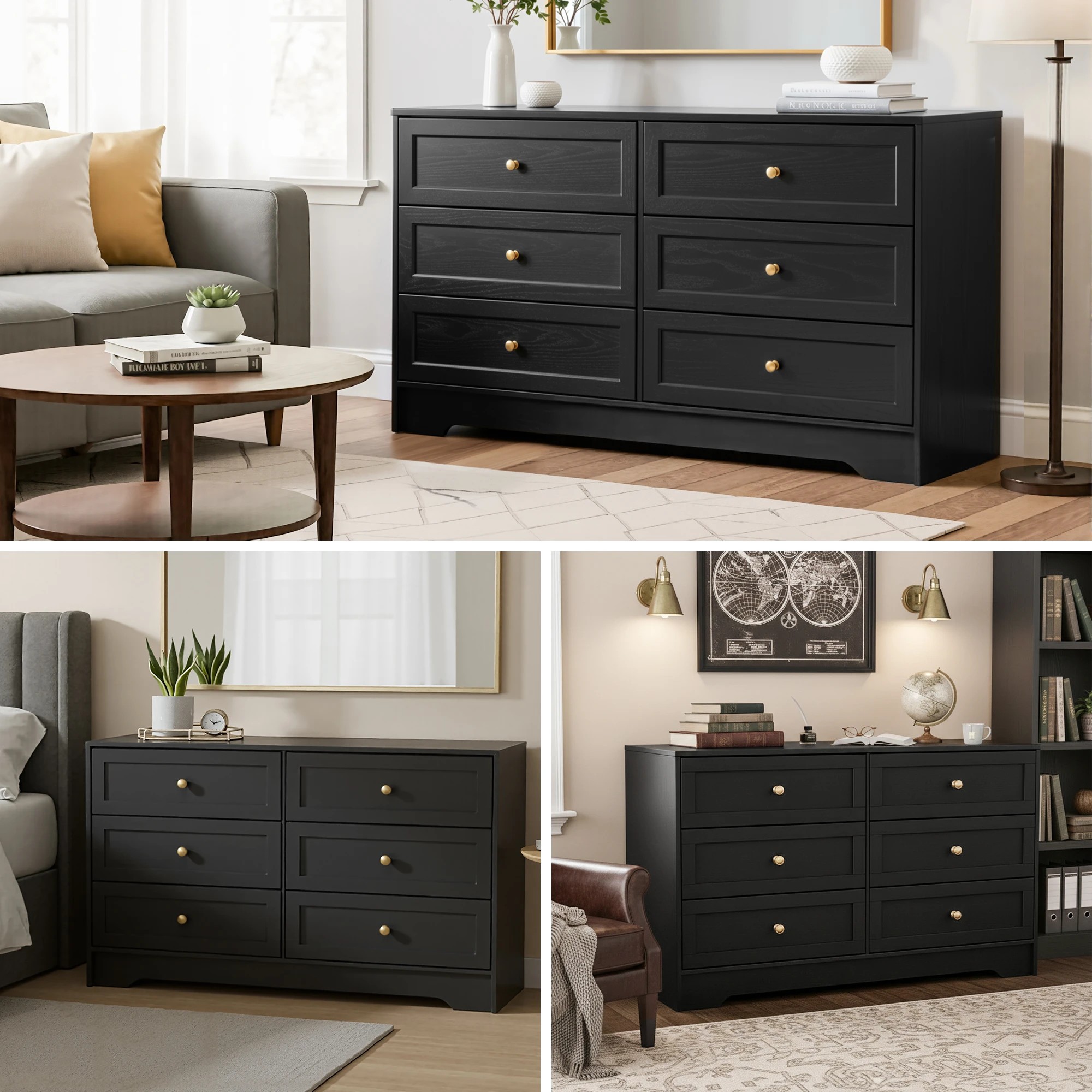 6 Artiss 6 Chest of Drawers Tallboy Cabinet - LEIF - Black, 6 of 10