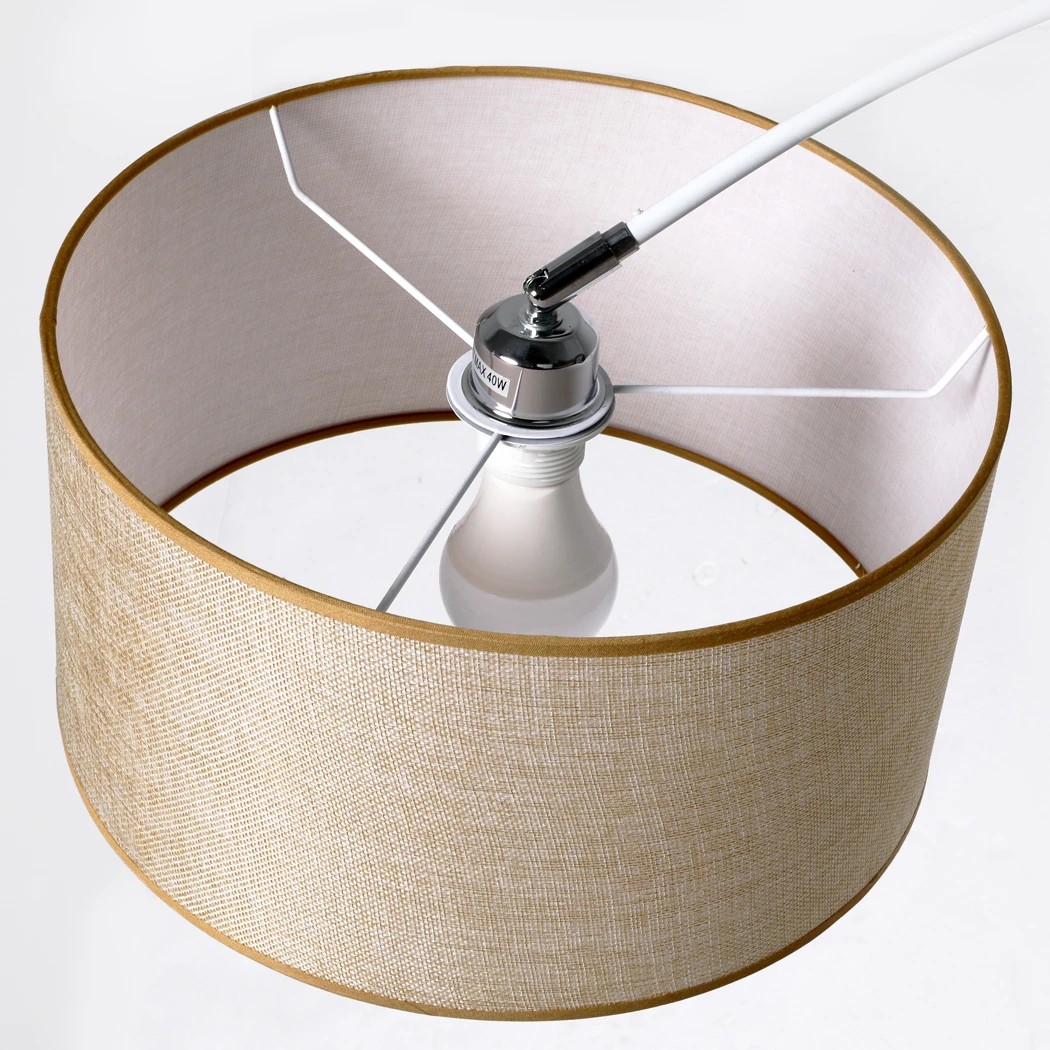 4 220V 60W Iron+Marble+Cloth Floor Lamp Black Stand Grey Lamp, 4 of 6