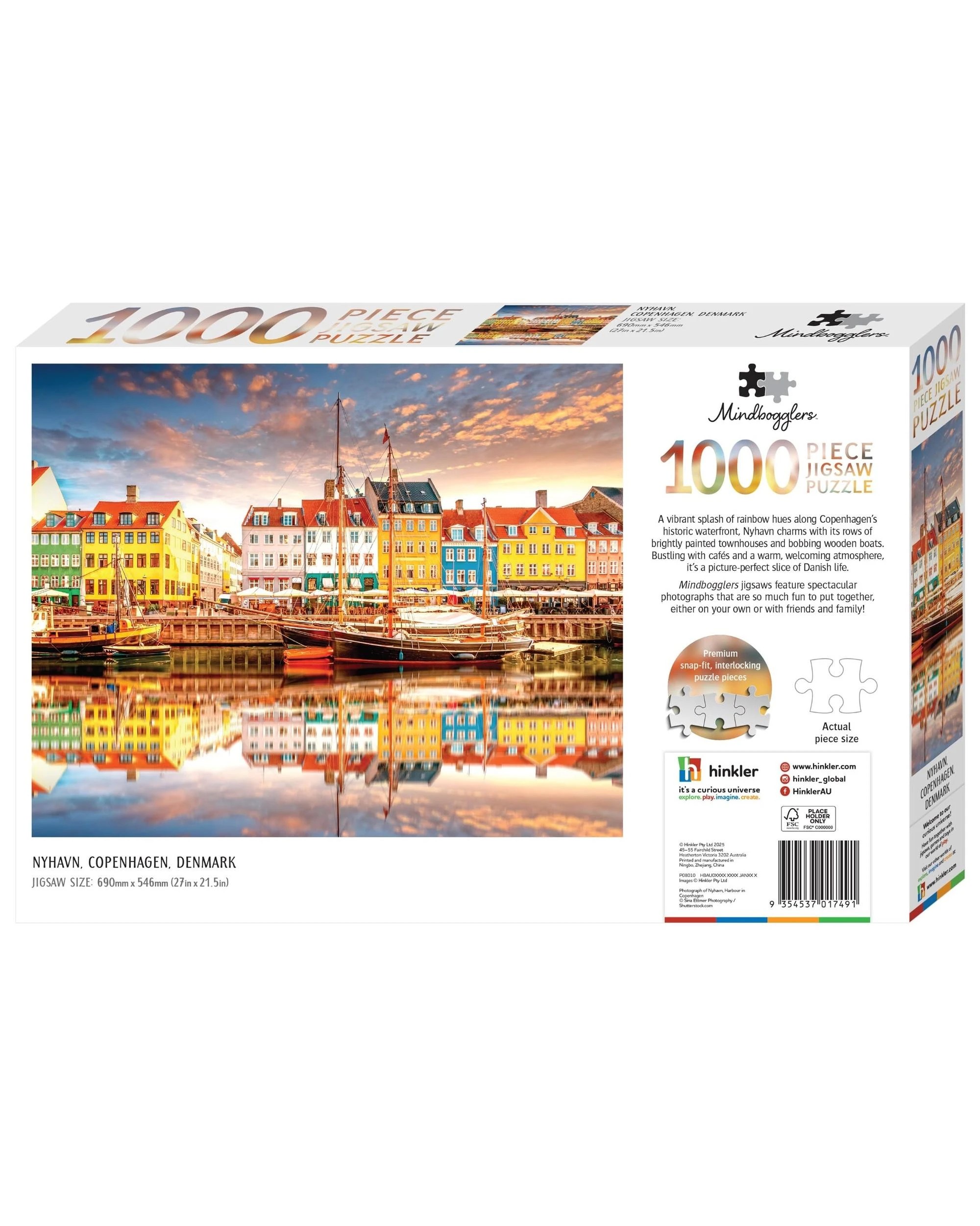 3 Hinkler Mindbogglers Nyhavn Copenhagen Denmark 1000 Piece Puzzle, 3 of 3