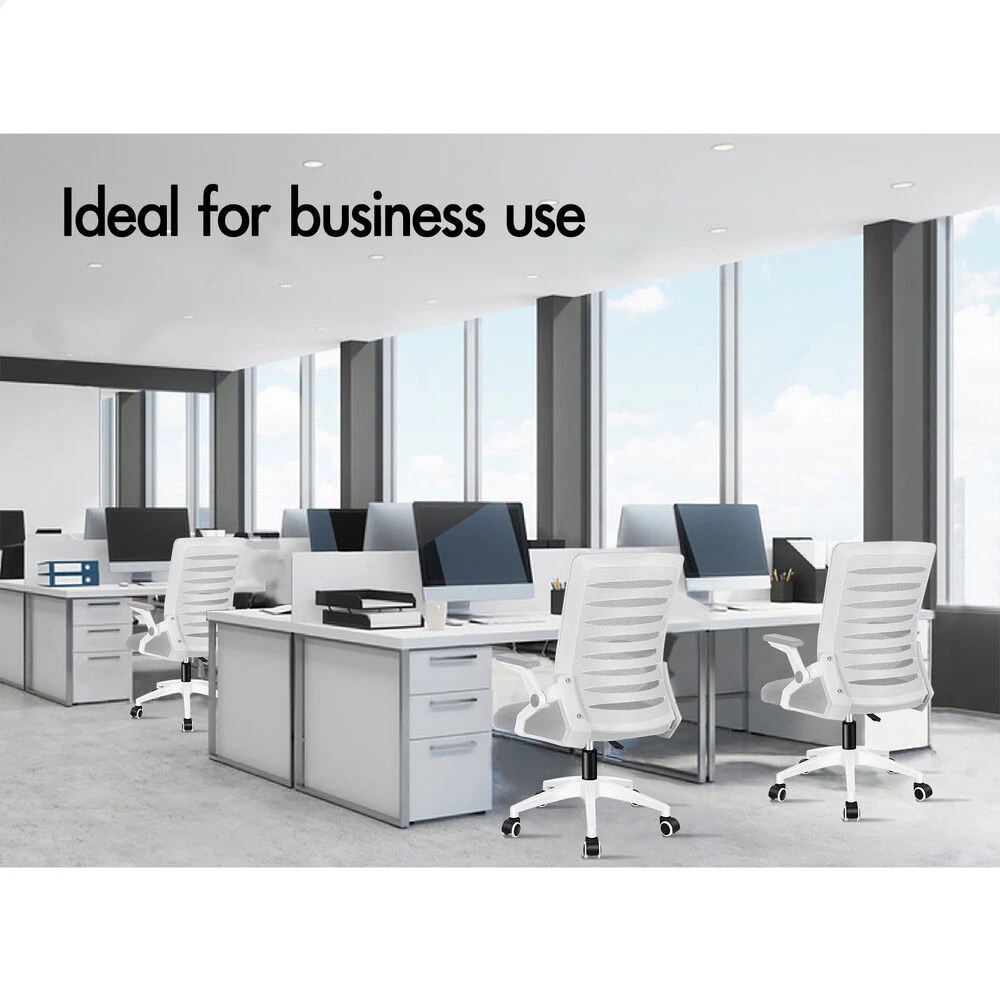 9 Alfordson Mesh Office Chair Executive Computer Fabric Seat Racing Work - White Grey, 9 of 10