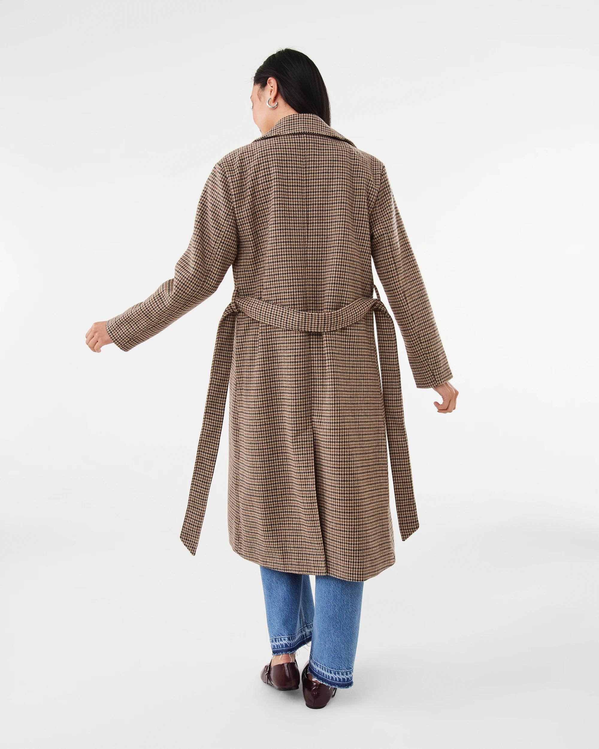 3 Longline Check Coat Brn Check, 3 of 7