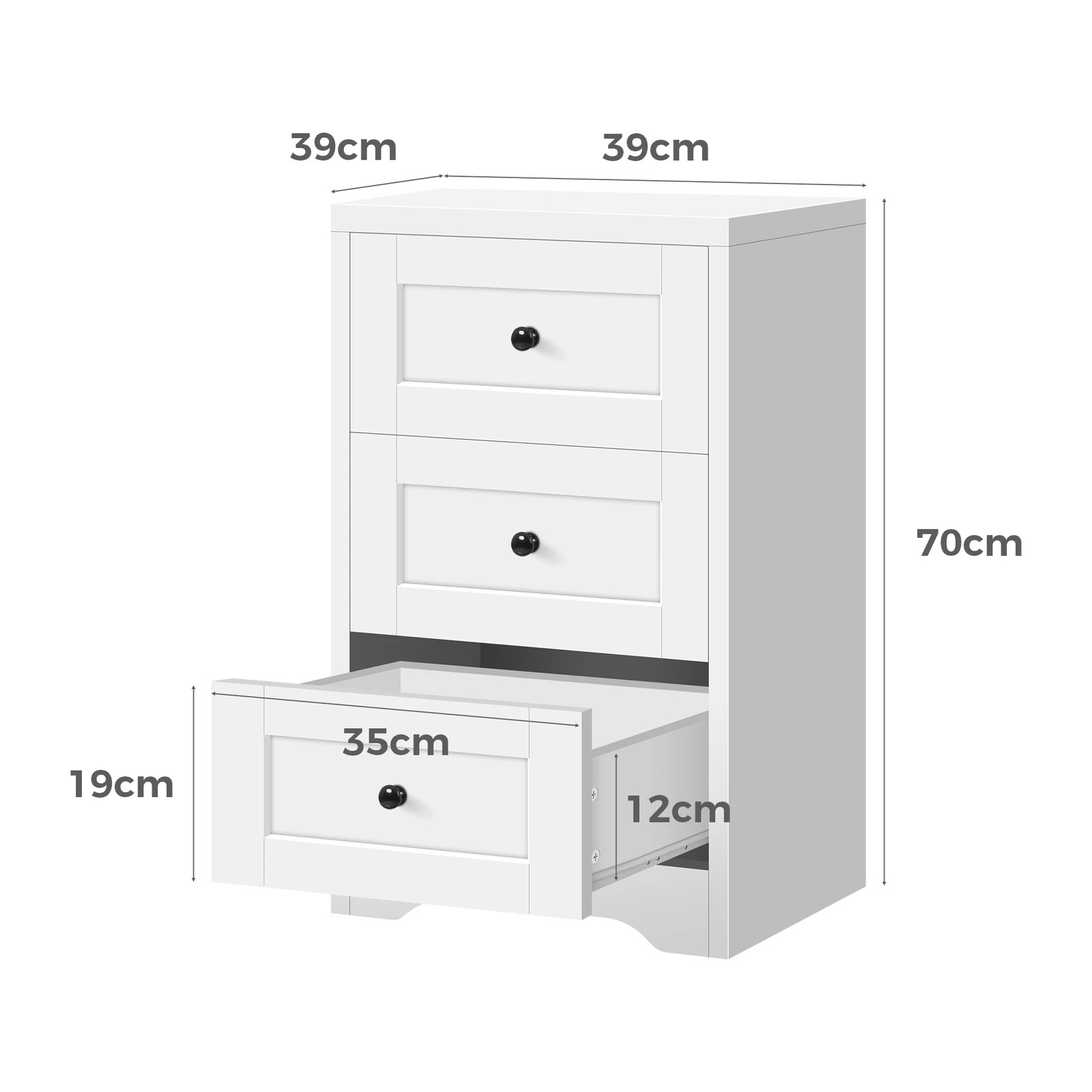 9 Alfordson 2 Bedside Table Hamptons Storage Nightstand Side Cabinet - White, 9 of 9