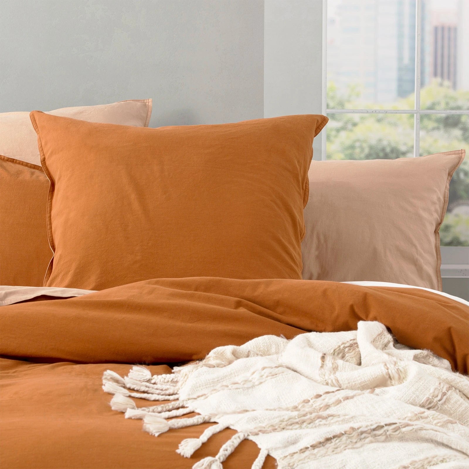 3 Renee Taylor Solana Crinkle Quilt Cover Set - Yellow, 100% Cotton, 250TC Reverse. - Yellow, 3 of 4