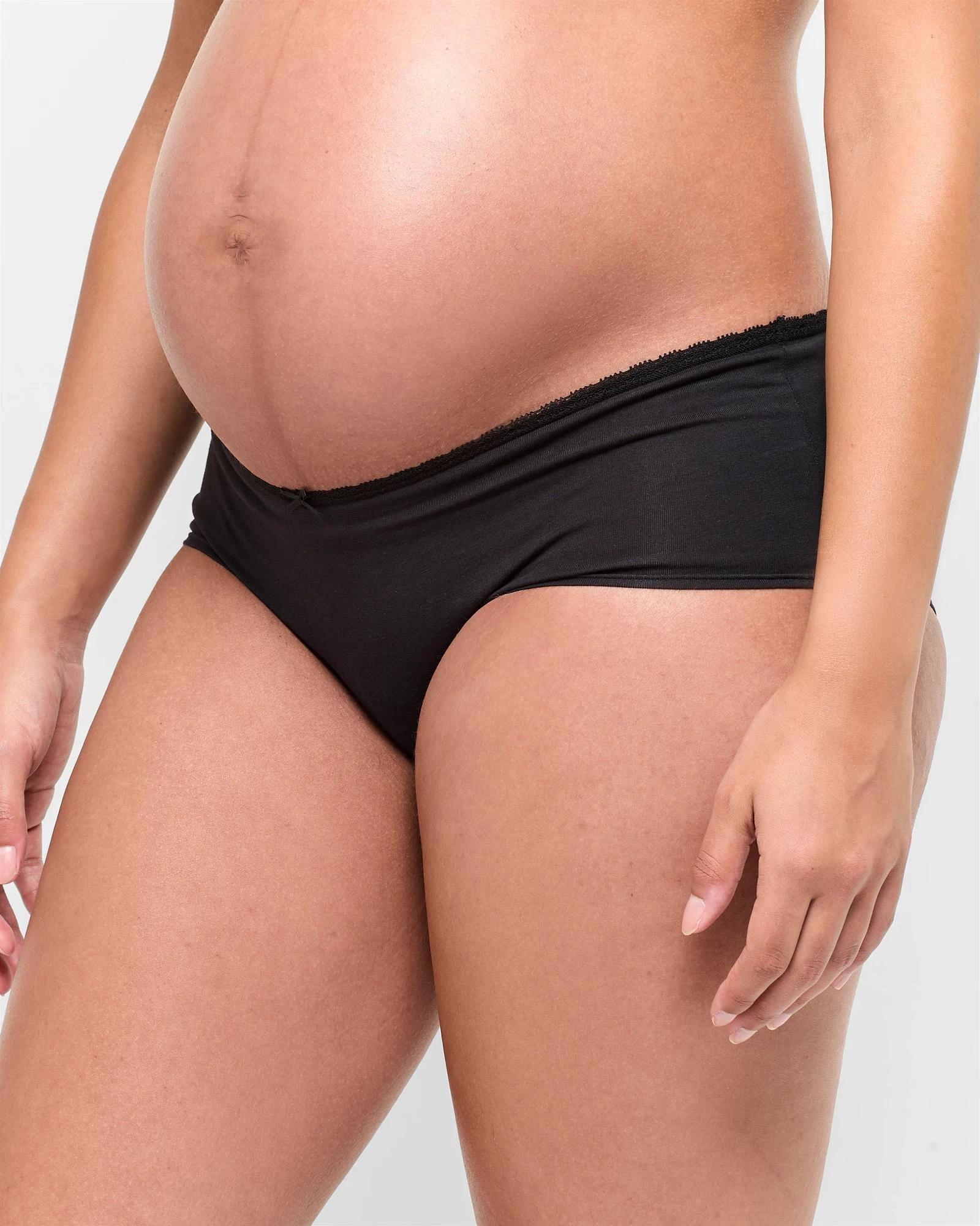 3 Target Woman Maternity Organic Cotton 2 Pack Hipster Under The Belly Briefs BLACK/BARE BEAUTY, 3 of 4