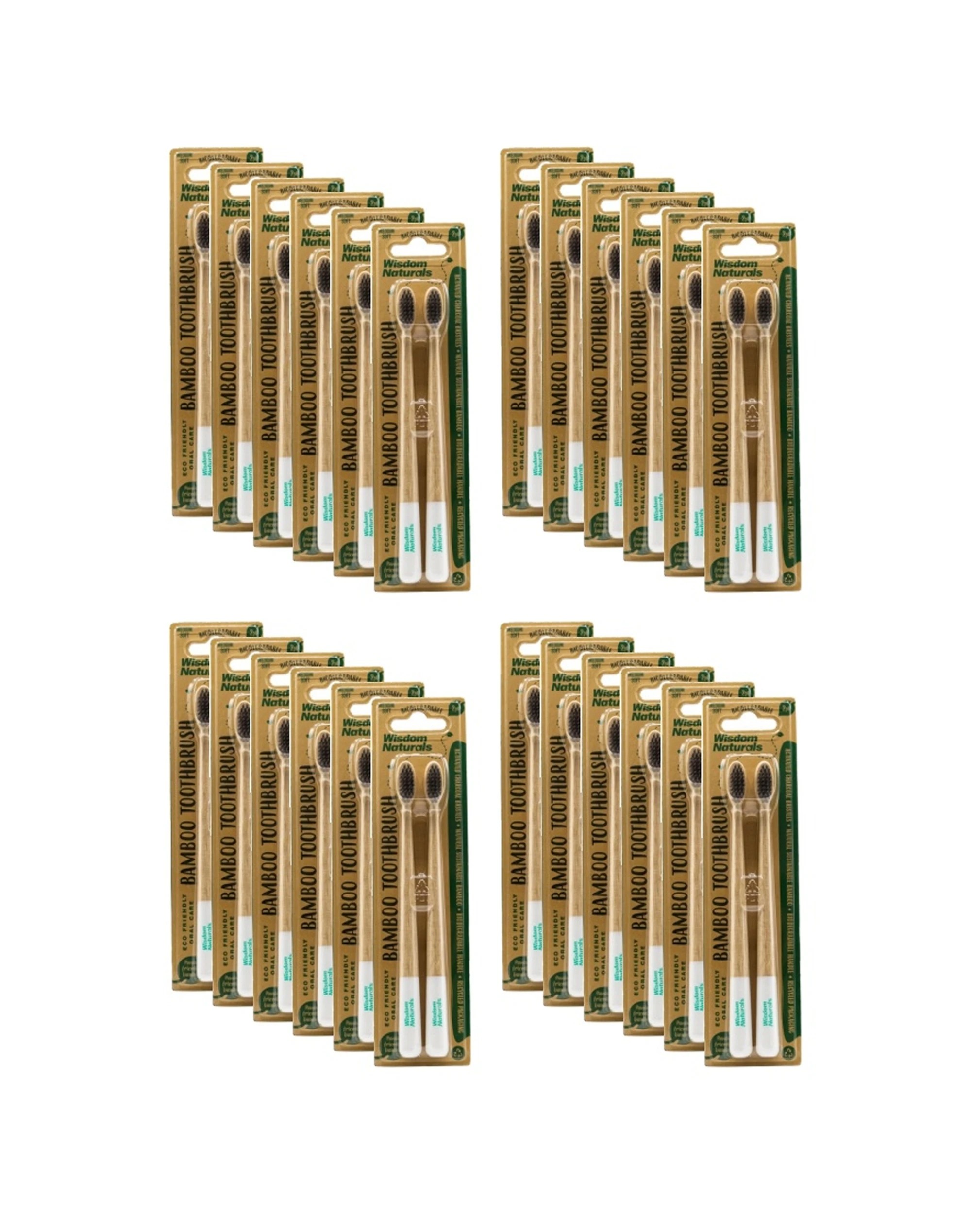 1 Wisdom 24x 2pc Naturals Biodegradable Toothbrushes Bristles Bamboo - Multi, 1 of 3