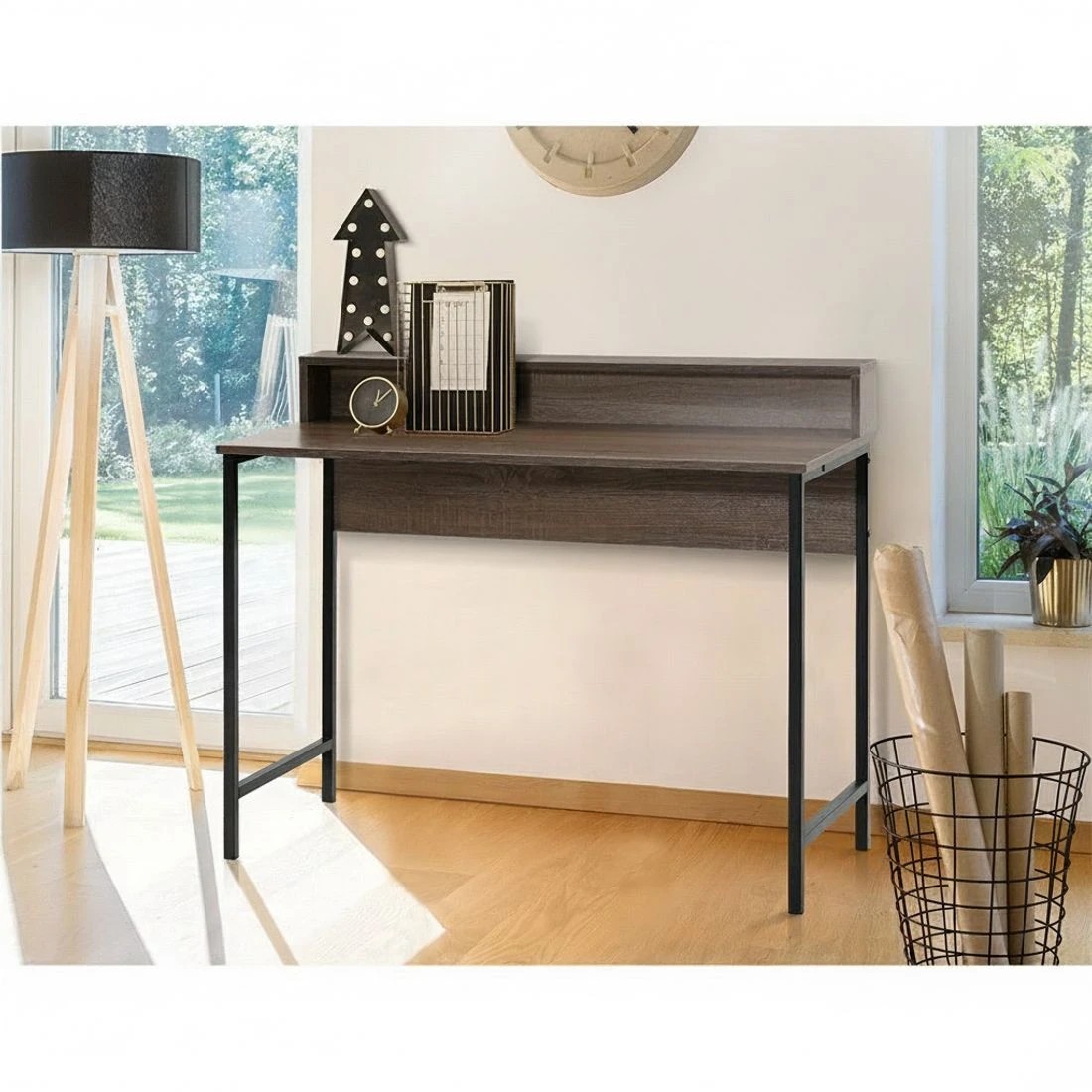 6 Artiss Computer Desk Shelf Oak - Black, 6 of 6