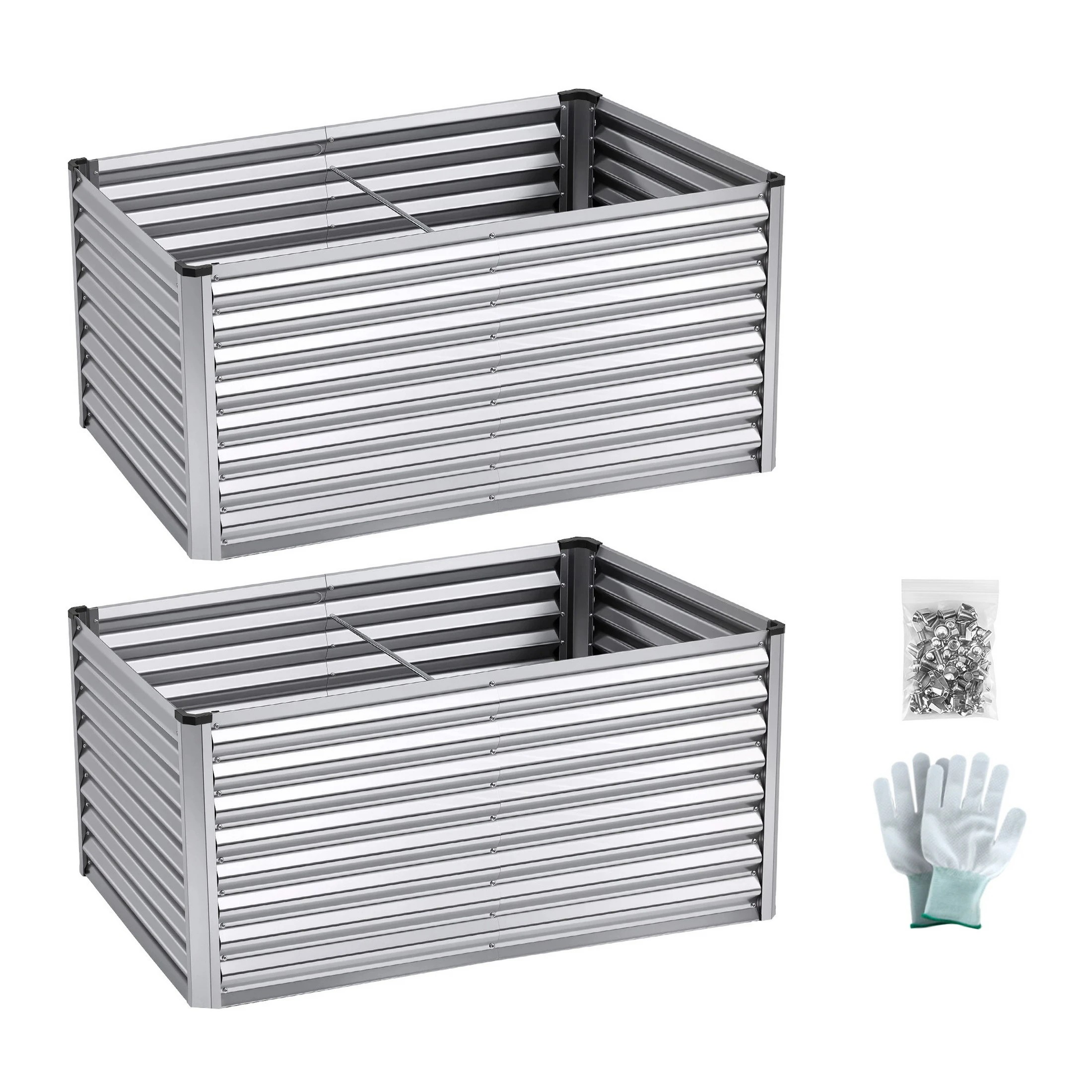 3 Green Fingers Raised Garden Bed 2 in 1 Modular Galvanised Planter Box Rust Resistant - Silver, 3 of 5