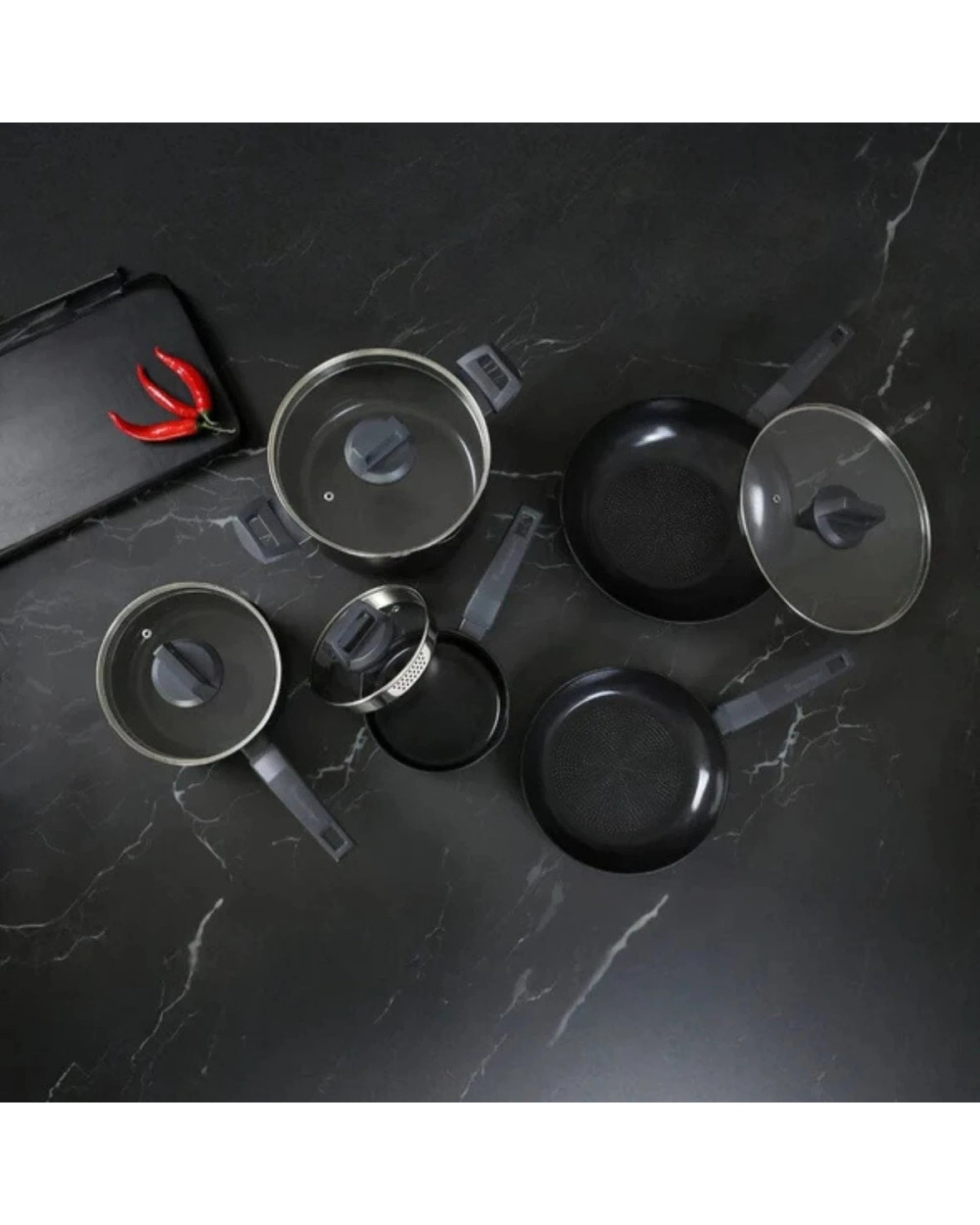 6 Stanley Rogers 5pc Statement Ceramic Non Stick Cookware Set - Black, 6 of 6